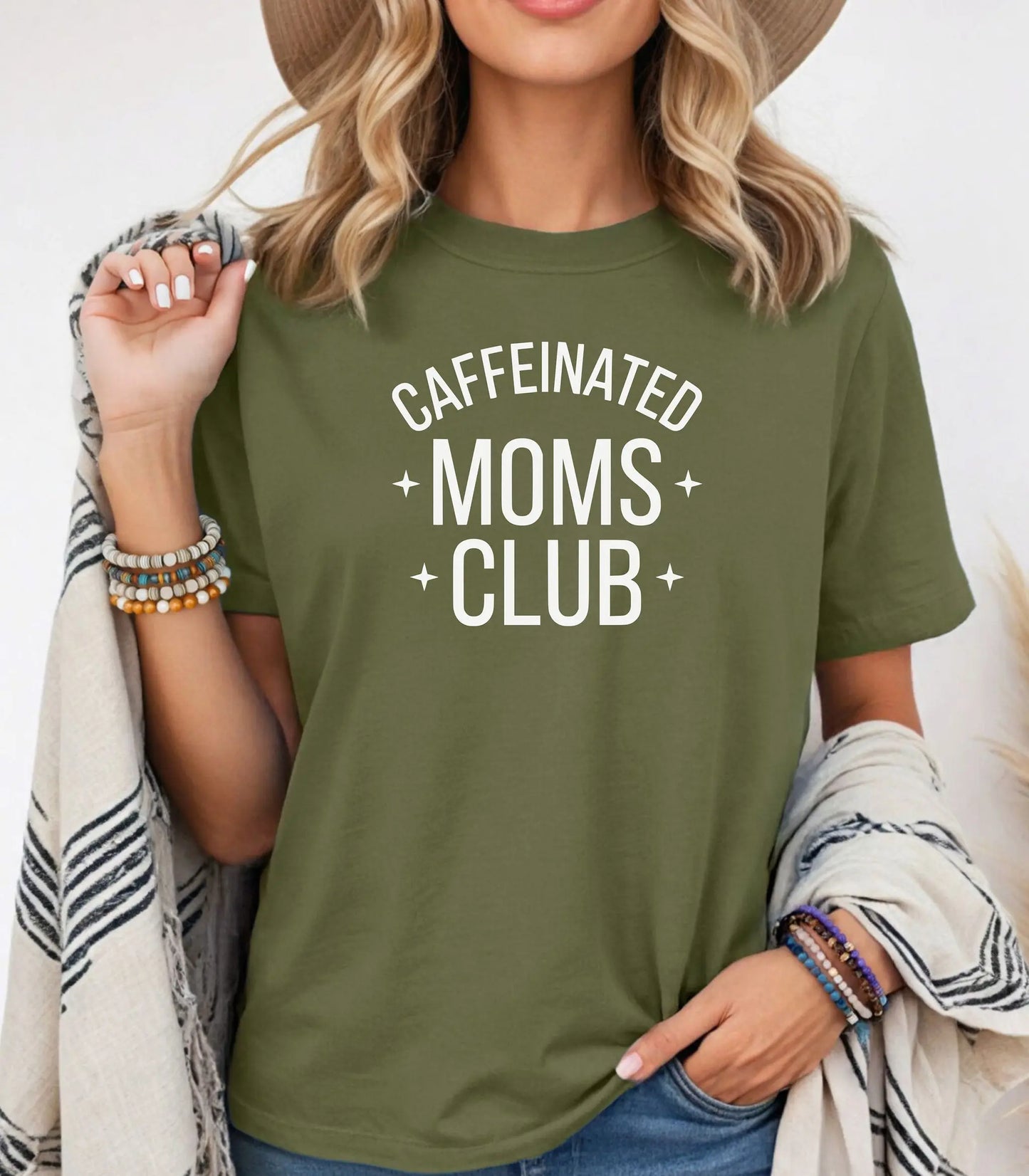 Caffeinated Moms Club T-Shirt, Funny Coffee Mom Tee, Coffee Lover Gift Printify