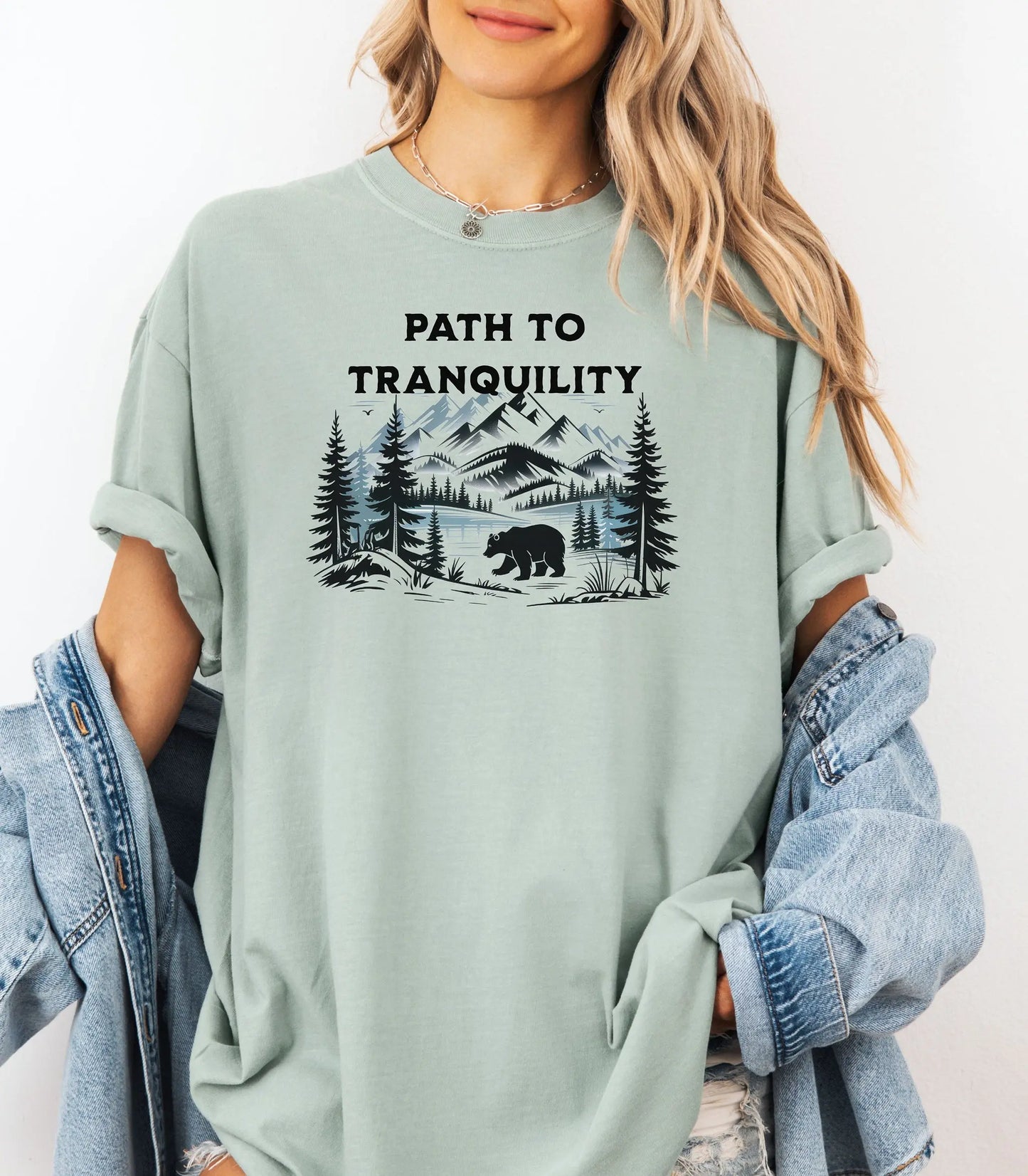 Path to Tranquility Wilderness T-Shirt,  Mountain Forest Bear Nature Tee Wildwood Mountain Coffee Co
