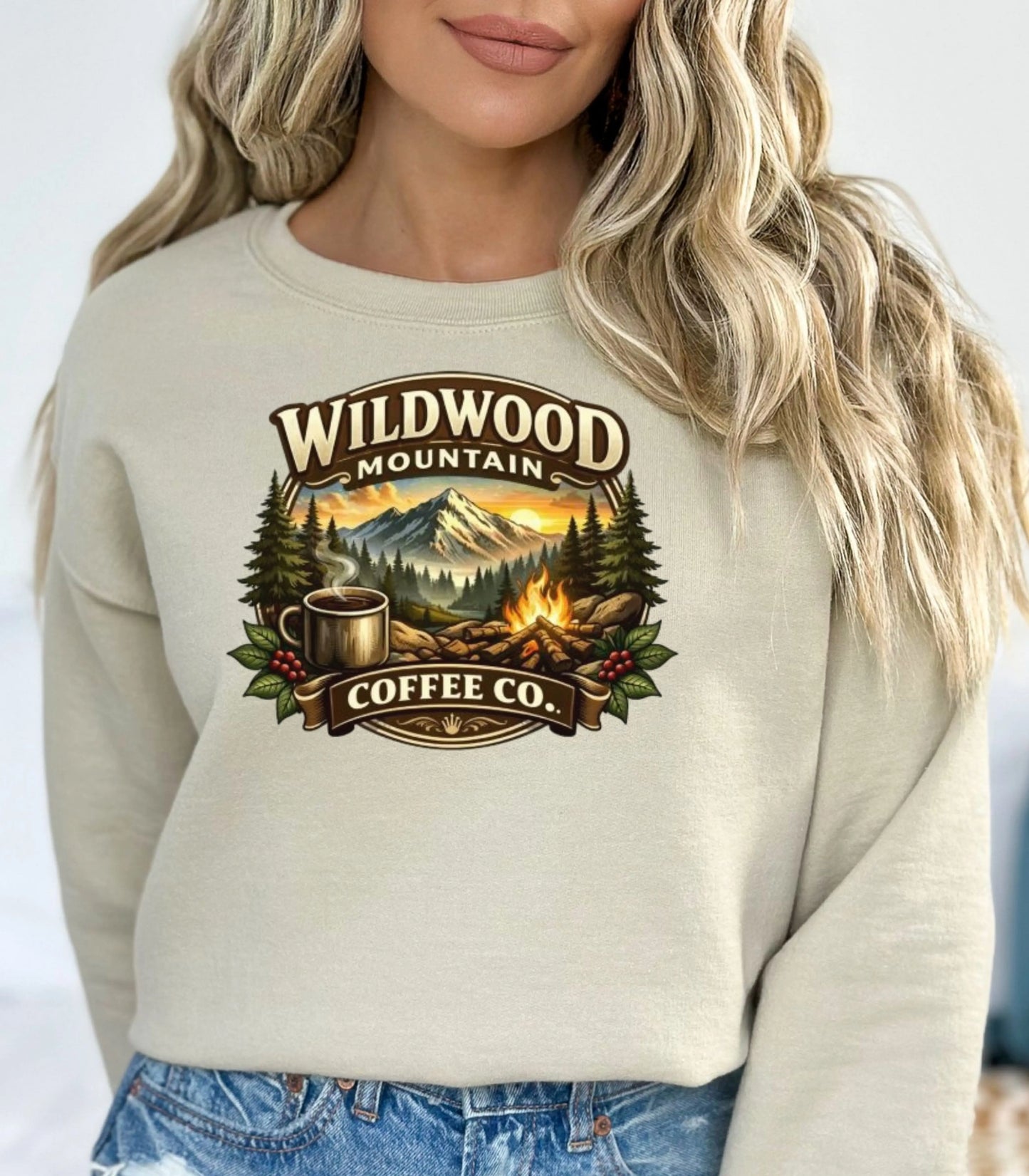Adventure Camping Coffee Sweatshirt, Wildwood Mountain Coffee Crewneck Pullover Wildwood Mountain Coffee Co