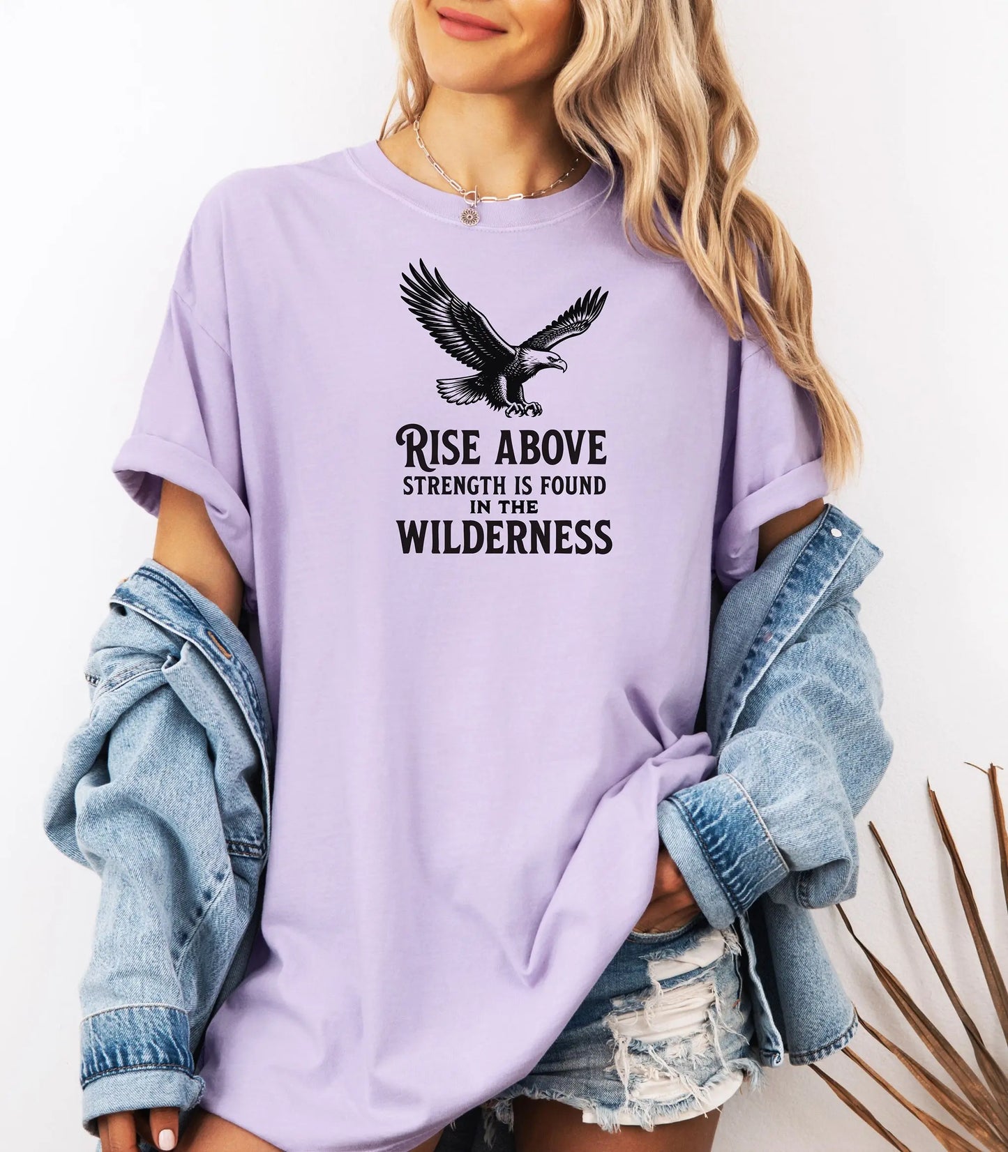 Rise Above Wilderness T-Shirt, Eagle Graphic Outdoor Adventure Tee Printify