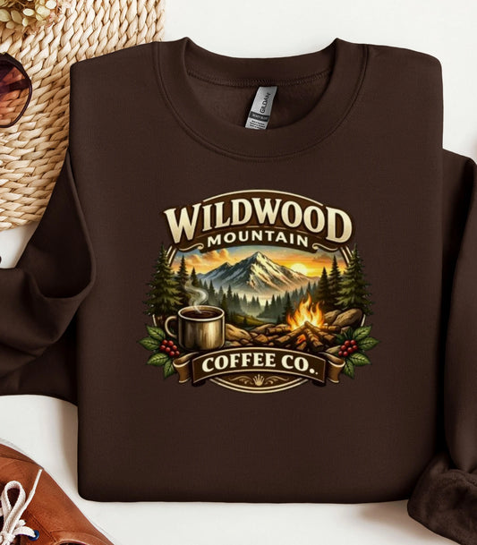 Adventure Camping Coffee Sweatshirt, Wildwood Mountain Coffee Crewneck Pullover Wildwood Mountain Coffee Co