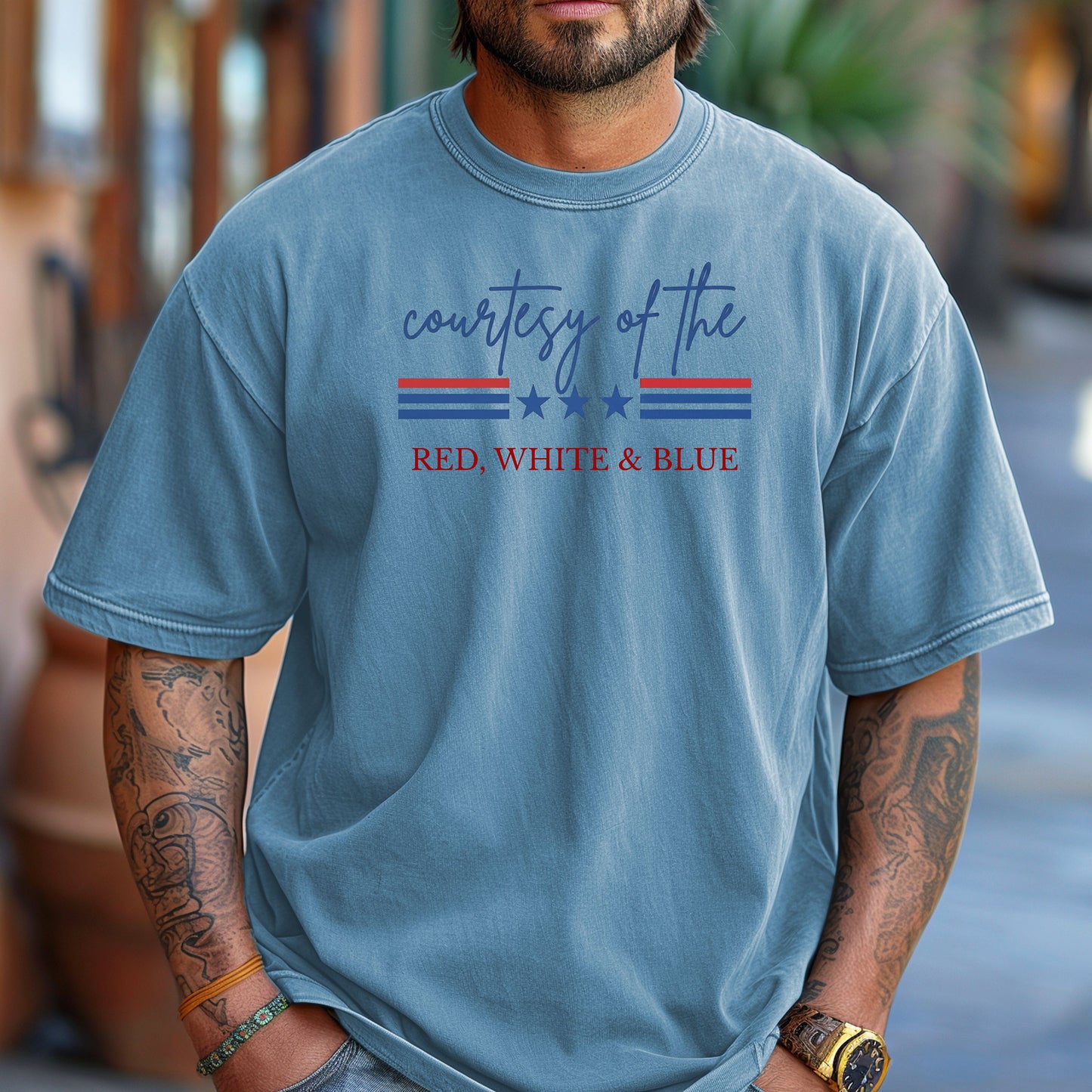 Courtesy of the Red, White & Blue Patriotic USA T-Shirt