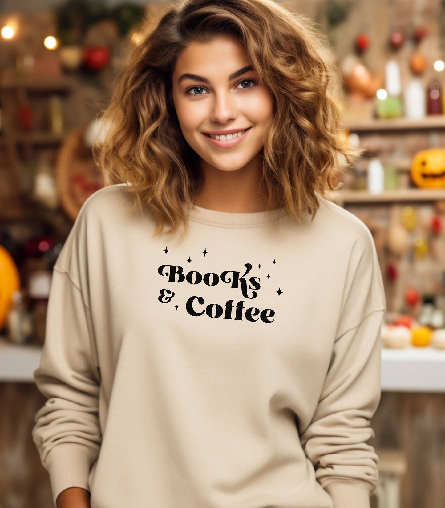 Books & Coffee Sweatshirt, Cozy Unisex Crewneck Sweatshirt, Coffee Lovers Gift Wildwood Mountain Coffee Co
