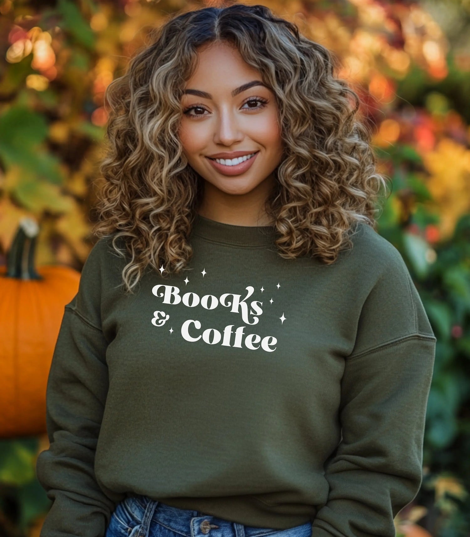 Books & Coffee Sweatshirt, Cozy Unisex Crewneck Sweatshirt, Coffee Lovers Gift Wildwood Mountain Coffee Co