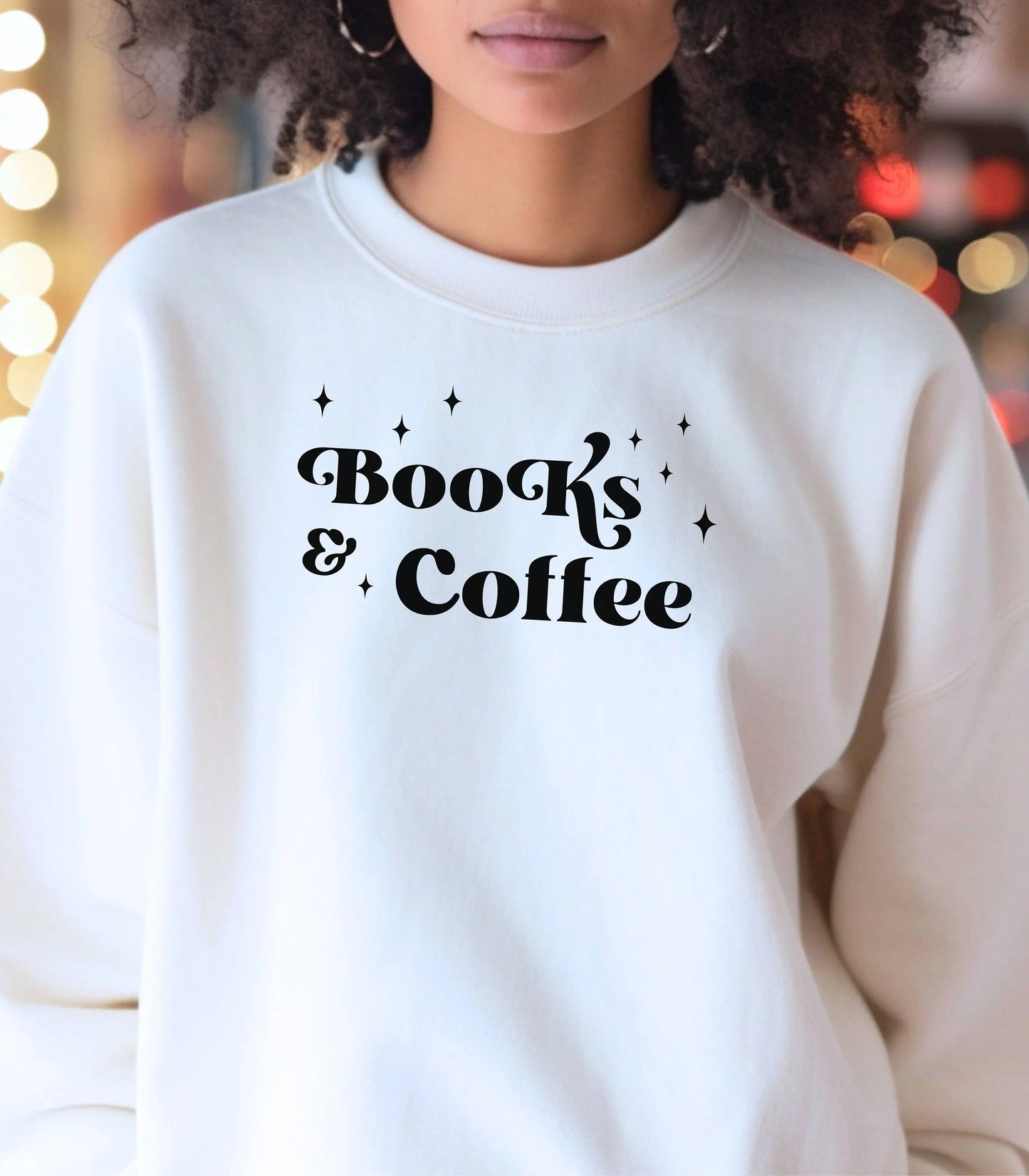 Books & Coffee Sweatshirt, Cozy Unisex Crewneck Sweatshirt, Coffee Lovers Gift Wildwood Mountain Coffee Co