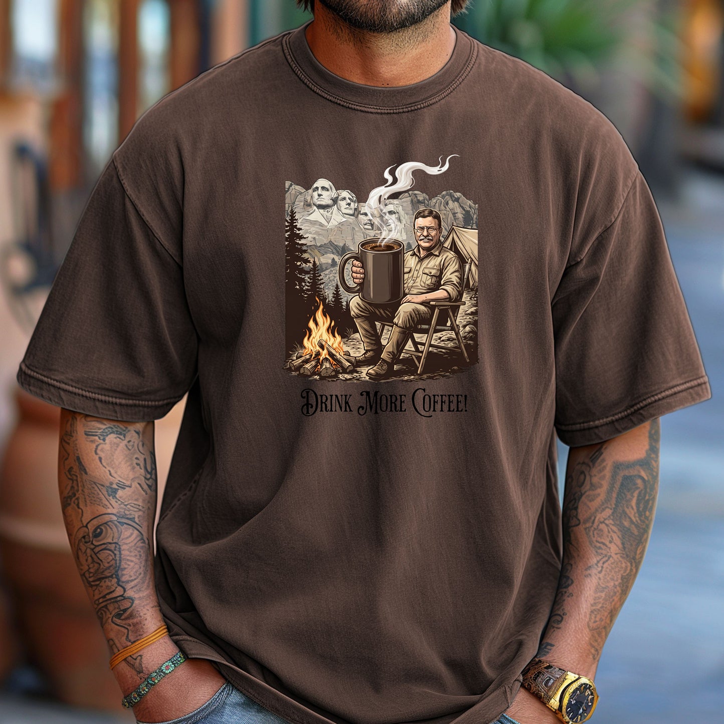Drink More Coffee Camping Adventure T-Shirt