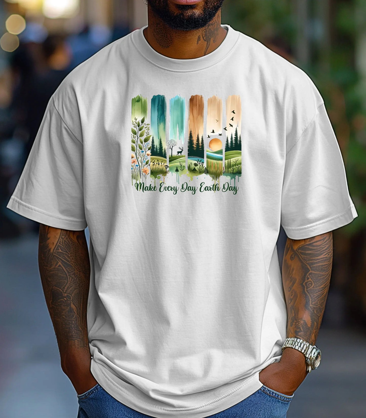 Make Every Day Earth Day Nature Landscape Art T-Shirt Wildwood Mountain Coffee Co
