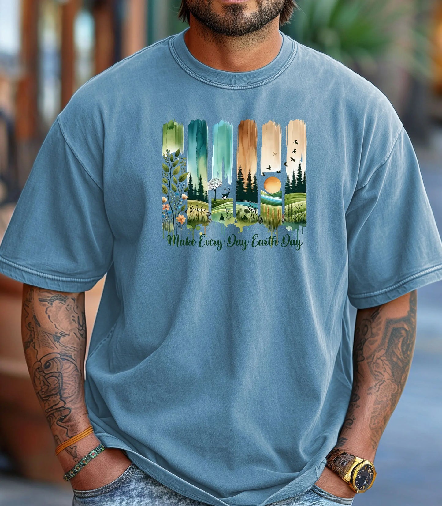 Make Every Day Earth Day Nature Landscape Art T-Shirt Wildwood Mountain Coffee Co