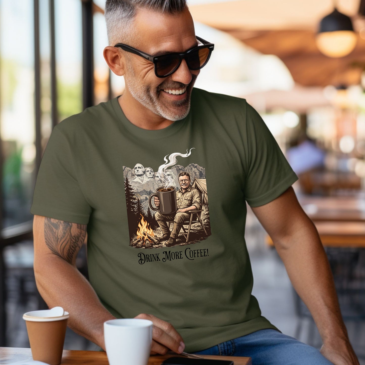Drink More Coffee Camping Adventure T-Shirt