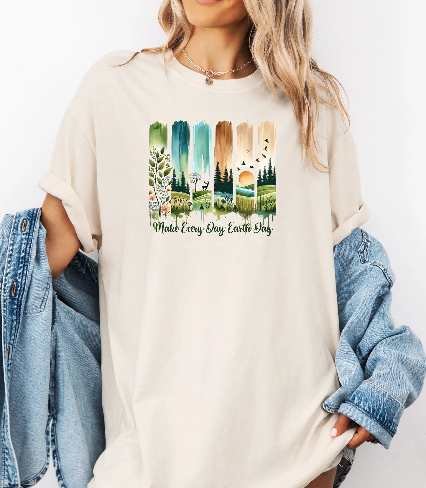 Make Every Day Earth Day Nature Landscape Art T-Shirt Wildwood Mountain Coffee Co