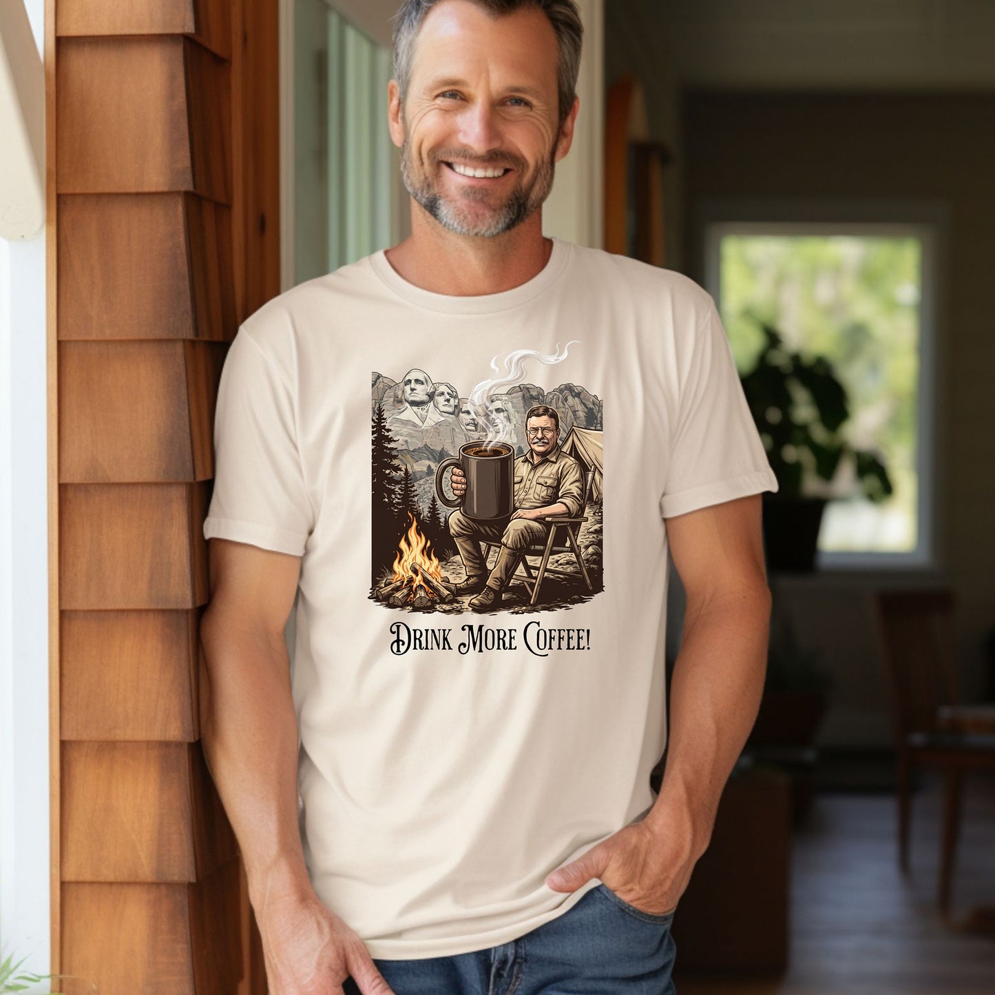 Drink More Coffee Camping Adventure T-Shirt