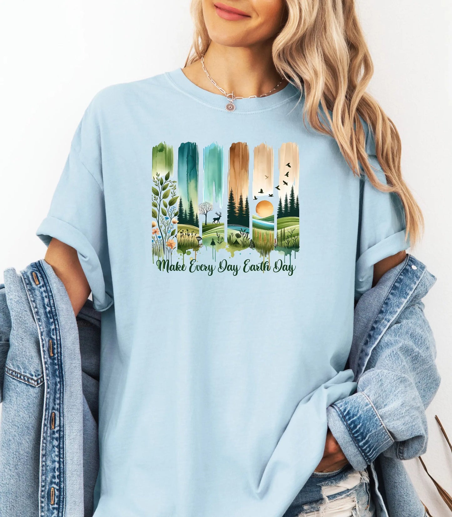 Make Every Day Earth Day Nature Landscape Art T-Shirt Wildwood Mountain Coffee Co