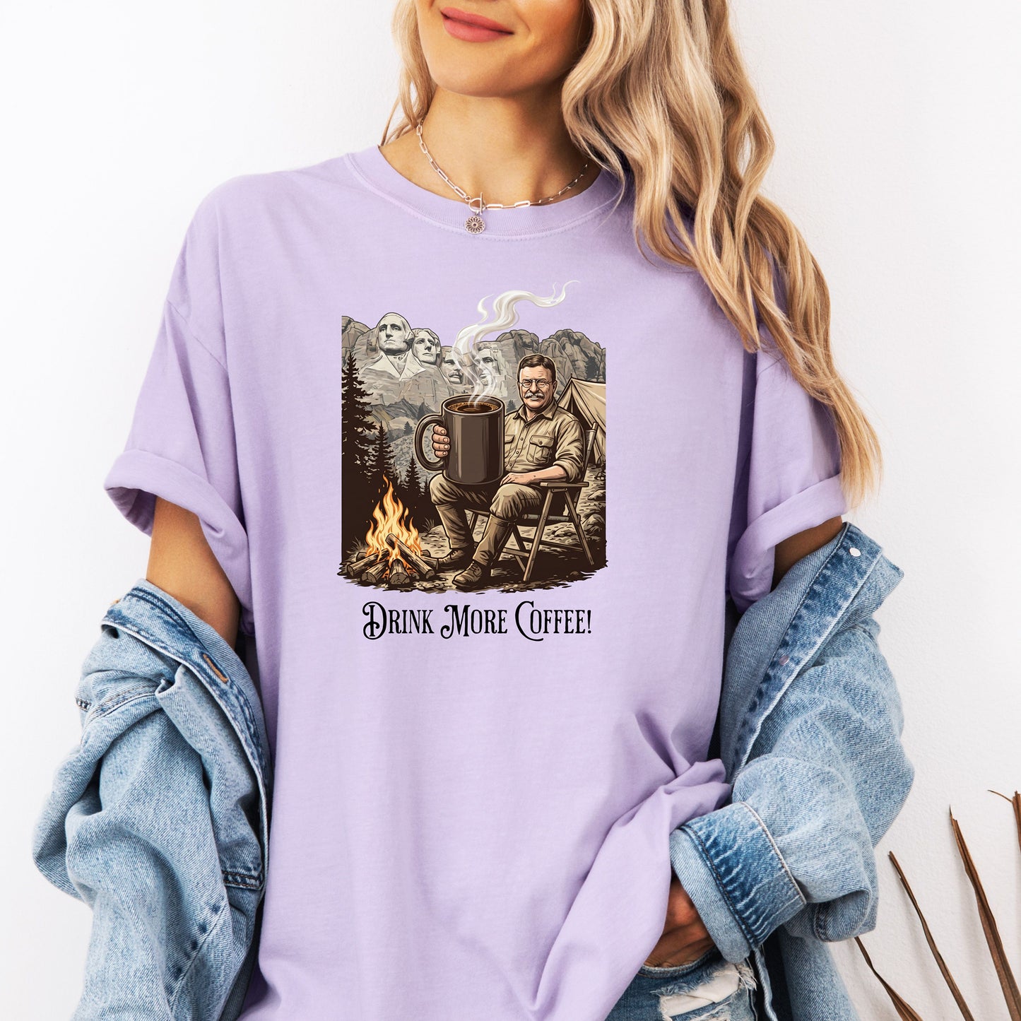 Drink More Coffee Camping Adventure T-Shirt