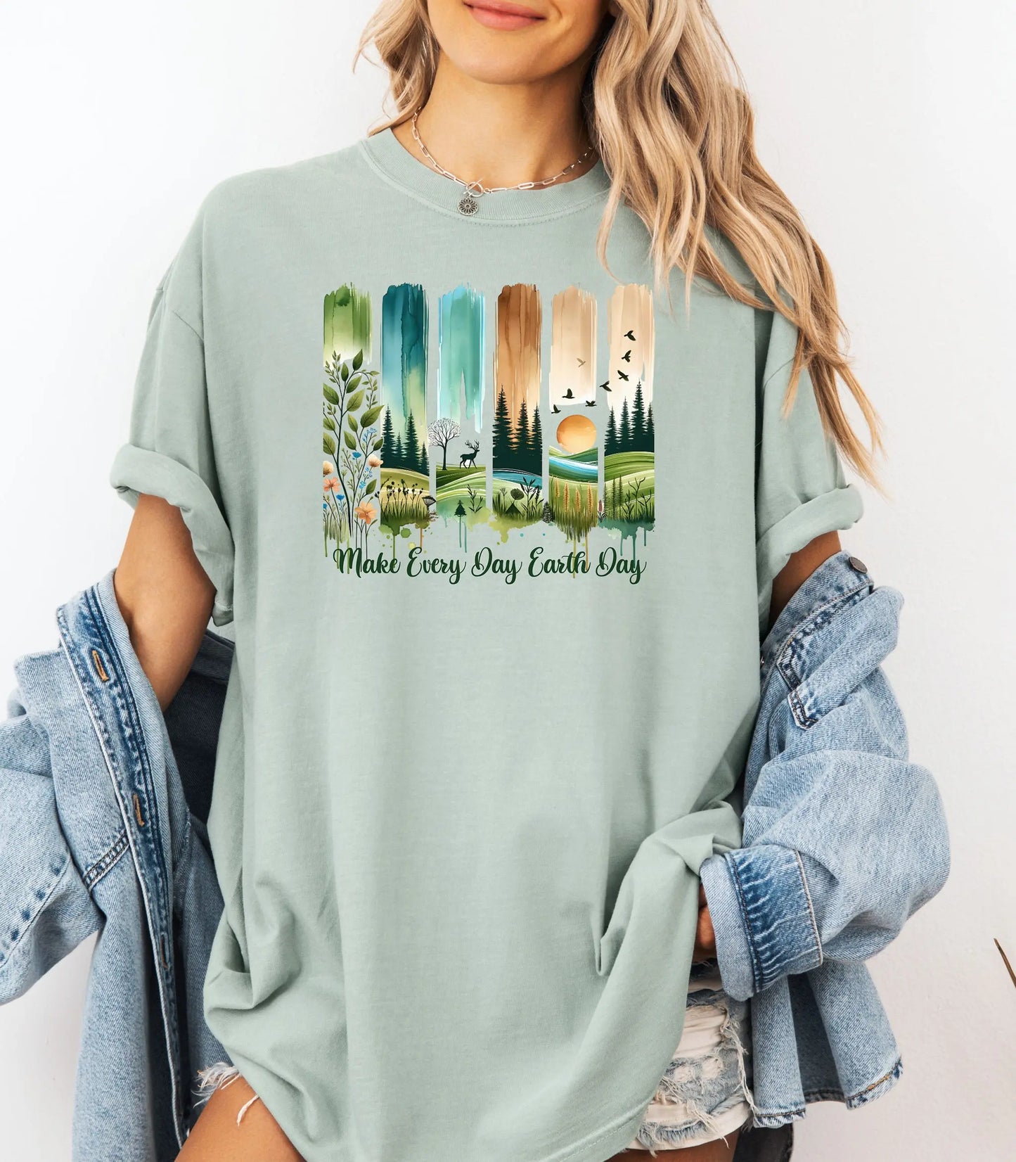 Make Every Day Earth Day Nature Landscape Art T-Shirt Wildwood Mountain Coffee Co