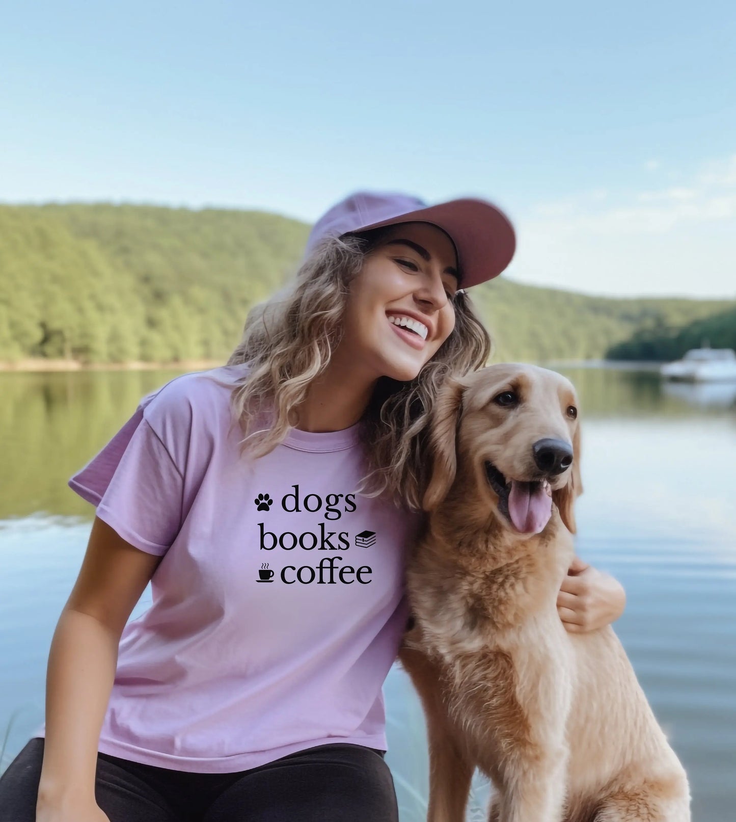 Dogs Books Coffee T-Shirt, Cozy Dog Lover Reader Tee Wildwood Mountain Coffee Co