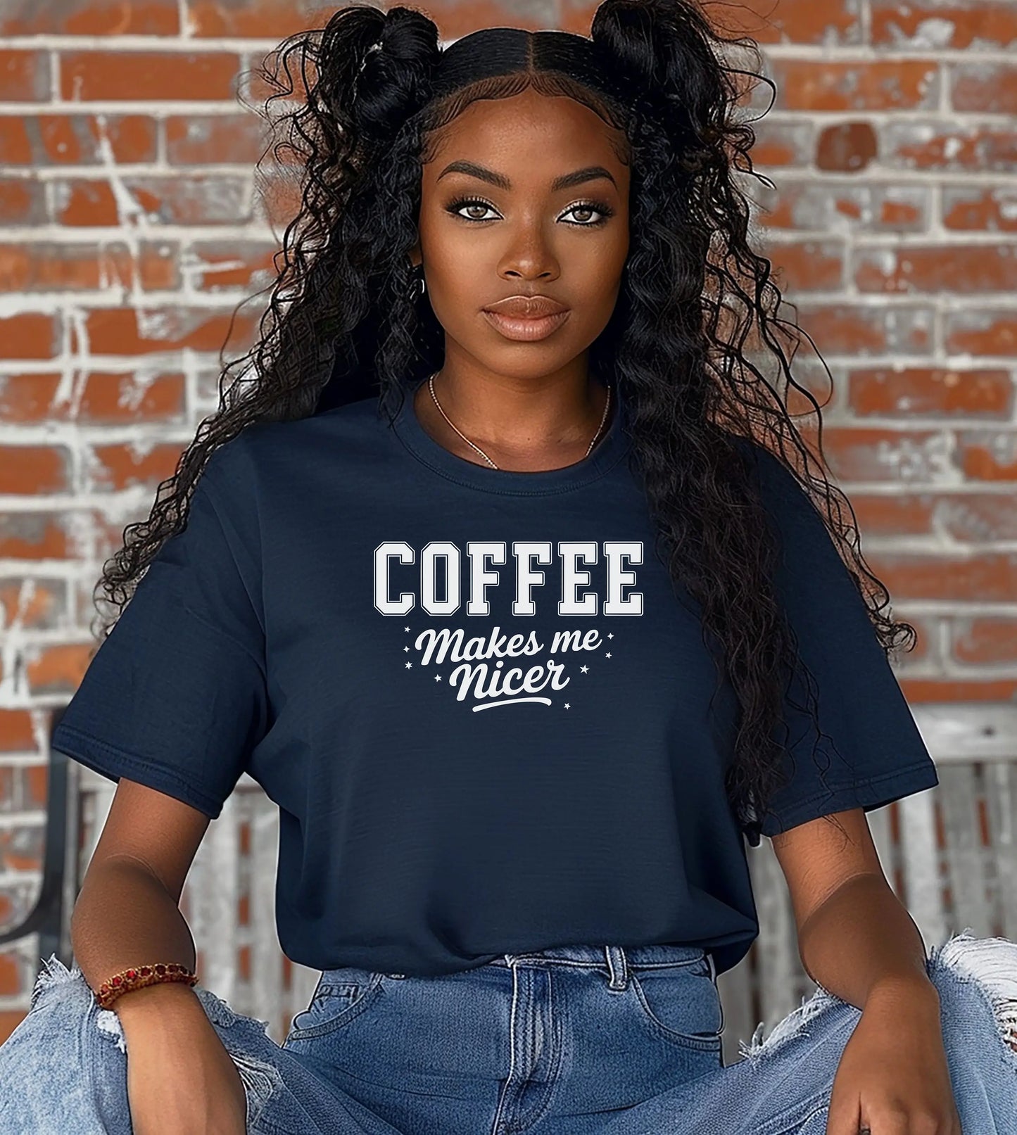 Coffee Makes Me Nicer T-Shirt, Funny Coffee Quote Tee, Caffeine Lover Shirt, Morning Mood Graphic, Coffee Lovers T-Shirt Wildwood Mountain Coffee Co