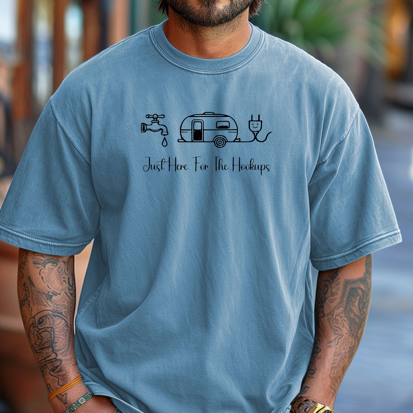 Just Here for the Hookups Camping & RV T-Shirt