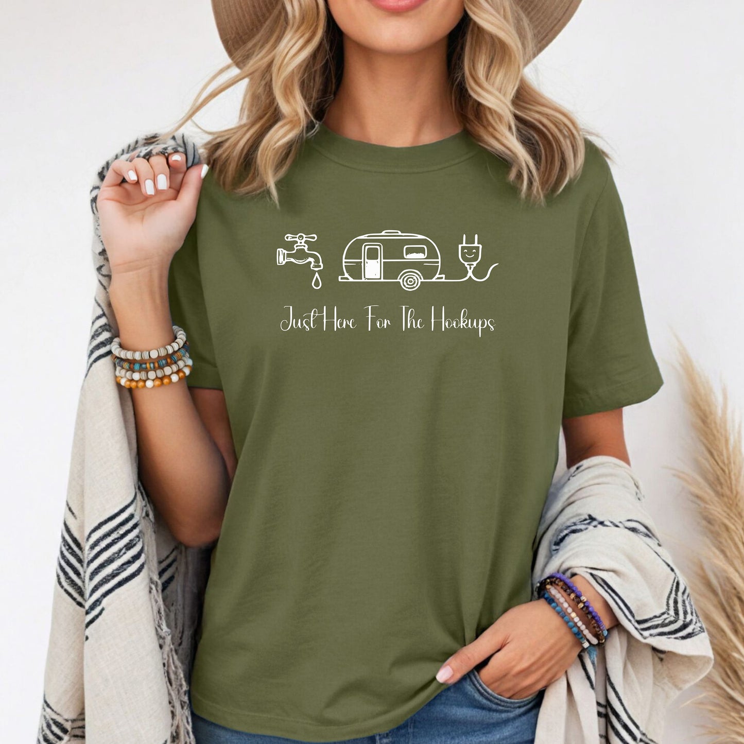 Just Here for the Hookups Camping & RV T-Shirt