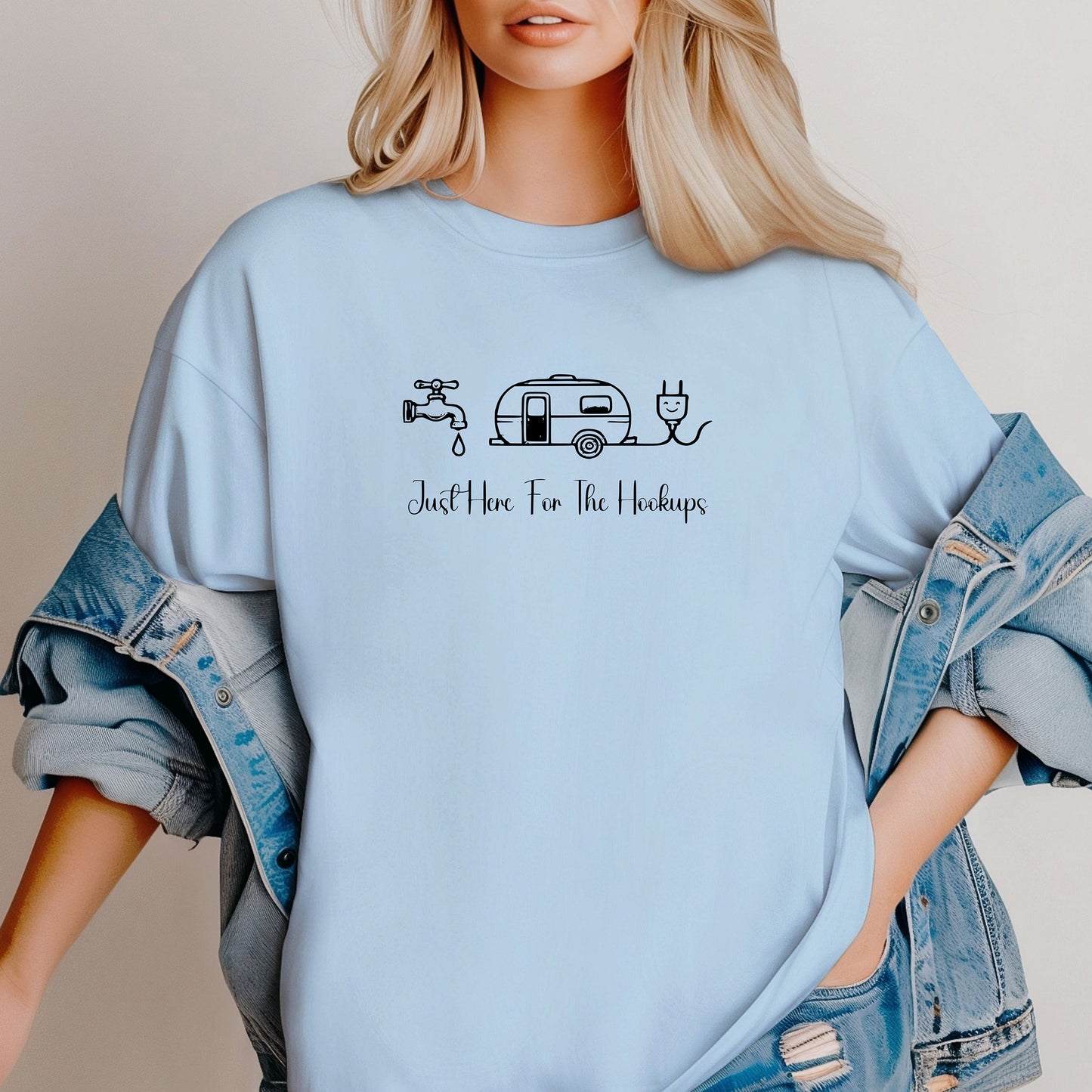 Just Here for the Hookups Camping & RV T-Shirt