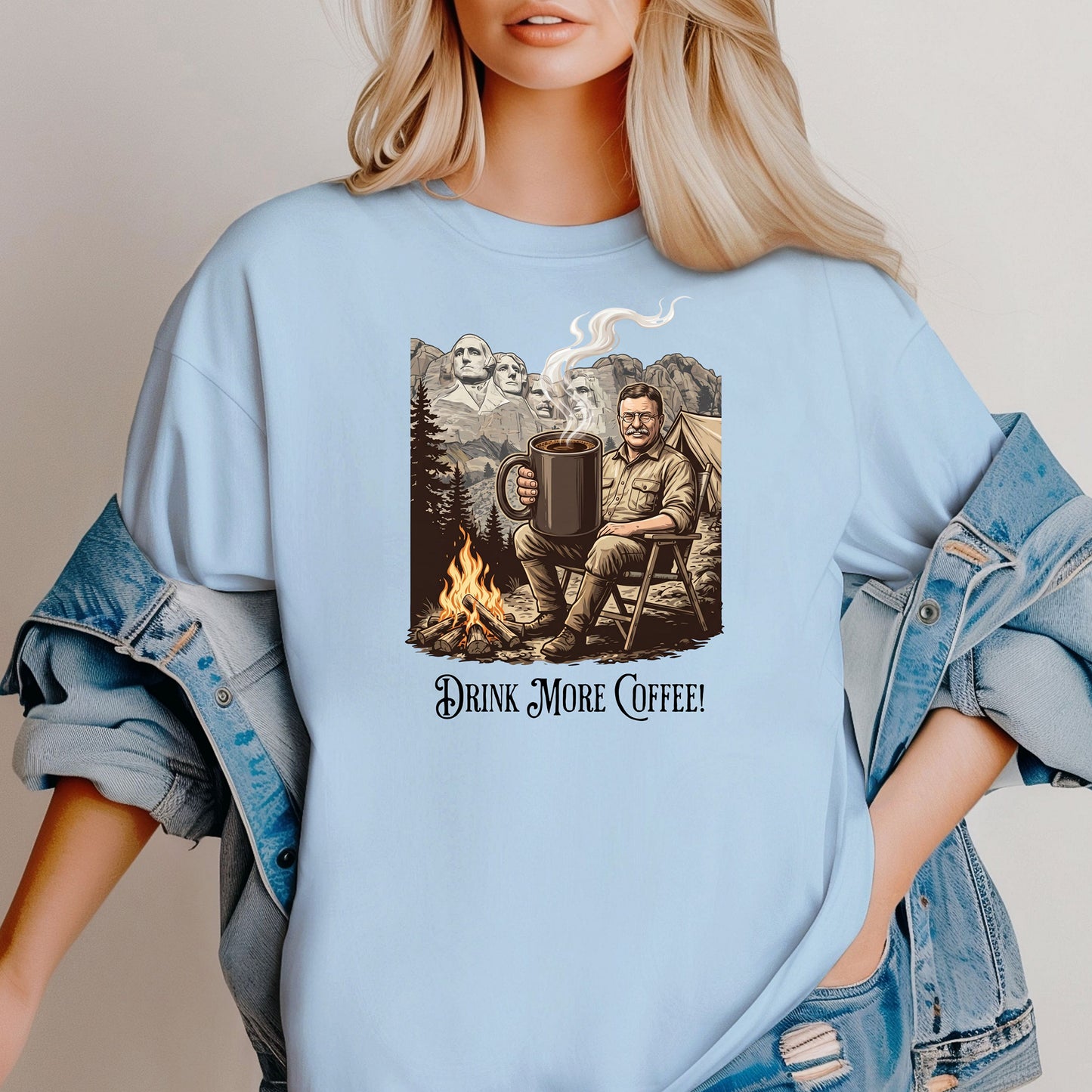 Drink More Coffee Camping Adventure T-Shirt