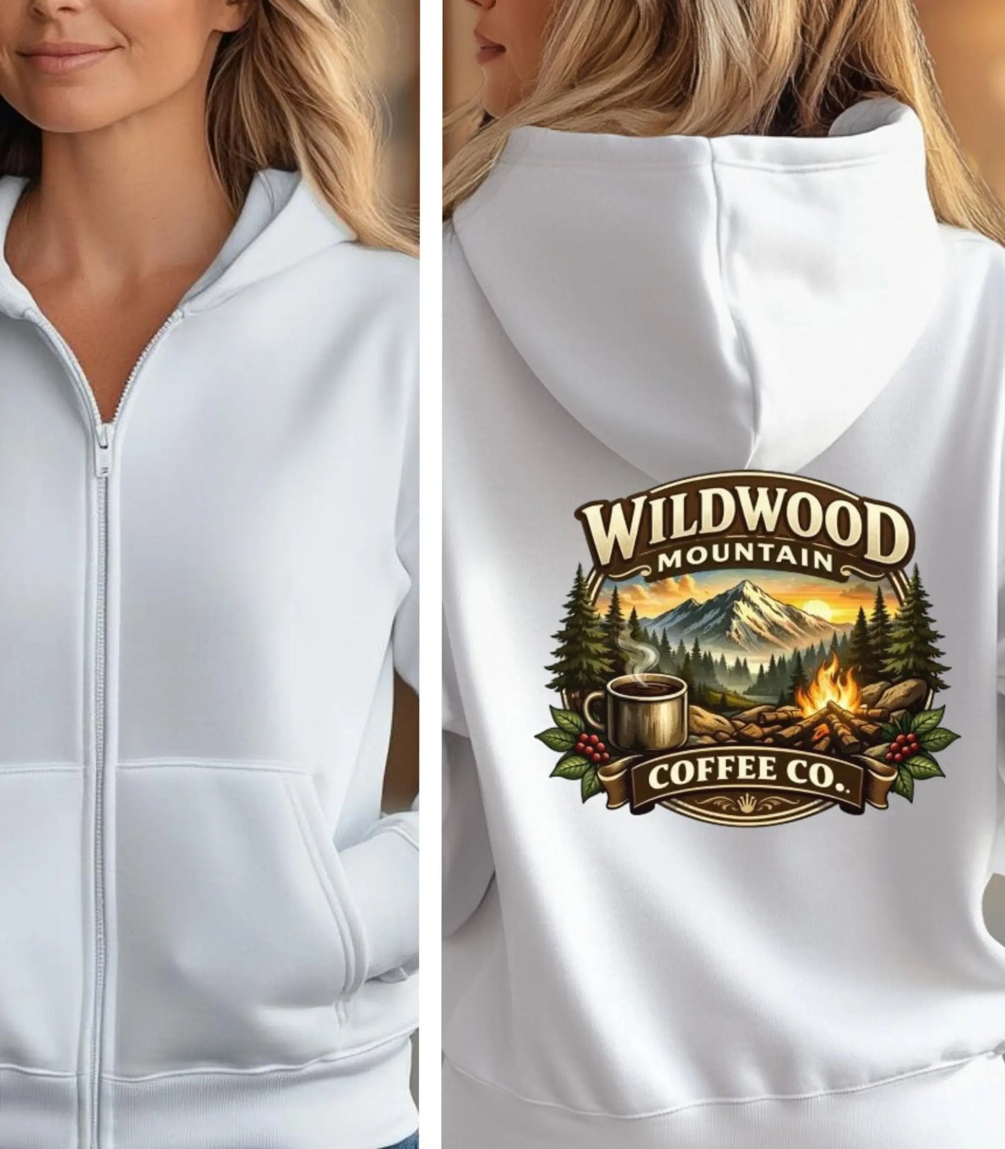 Wildwood Mountain Coffee Co. Full Zip Hoodie, Campfire Coffee Hoodie Wildwood Mountain Coffee Co