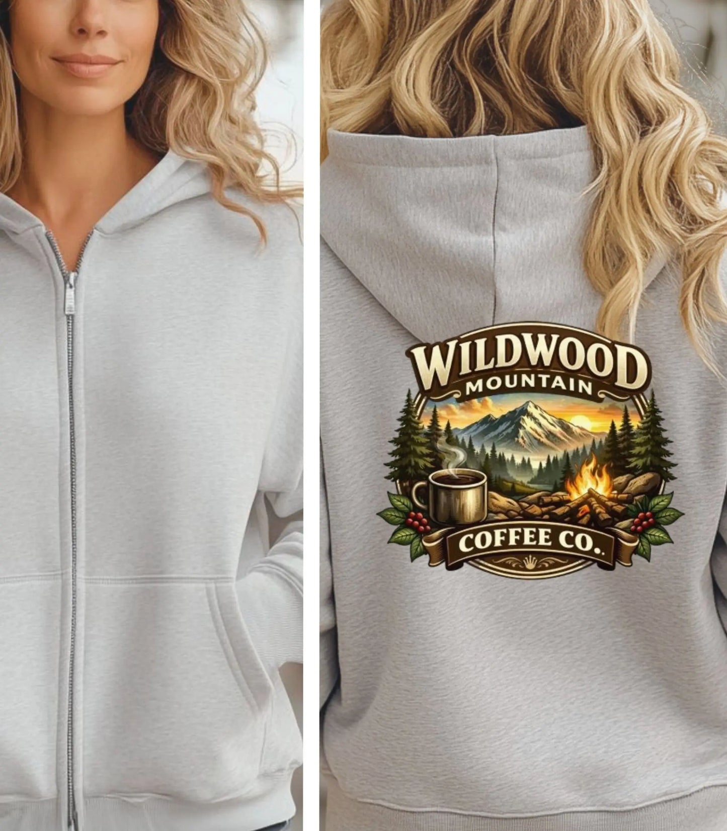 Wildwood Mountain Coffee Co. Full Zip Hoodie, Campfire Coffee Hoodie Wildwood Mountain Coffee Co