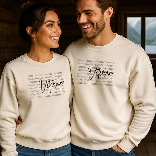 Veteran Definition Sweatshirt, Meaning of Service & Sacrifice Pullover