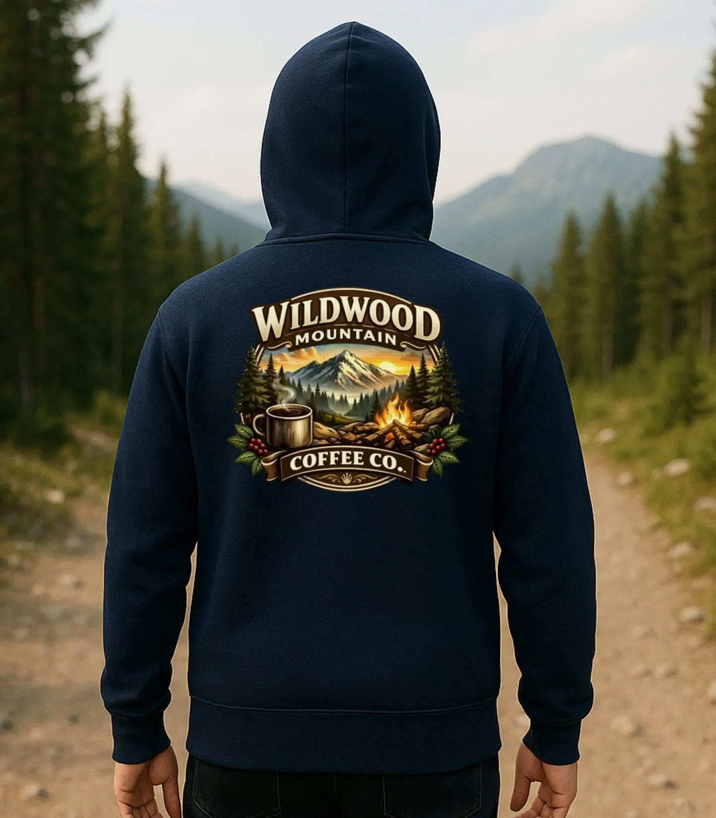 Wildwood Mountain Coffee Co. Full Zip Hoodie, Campfire Coffee Hoodie Wildwood Mountain Coffee Co