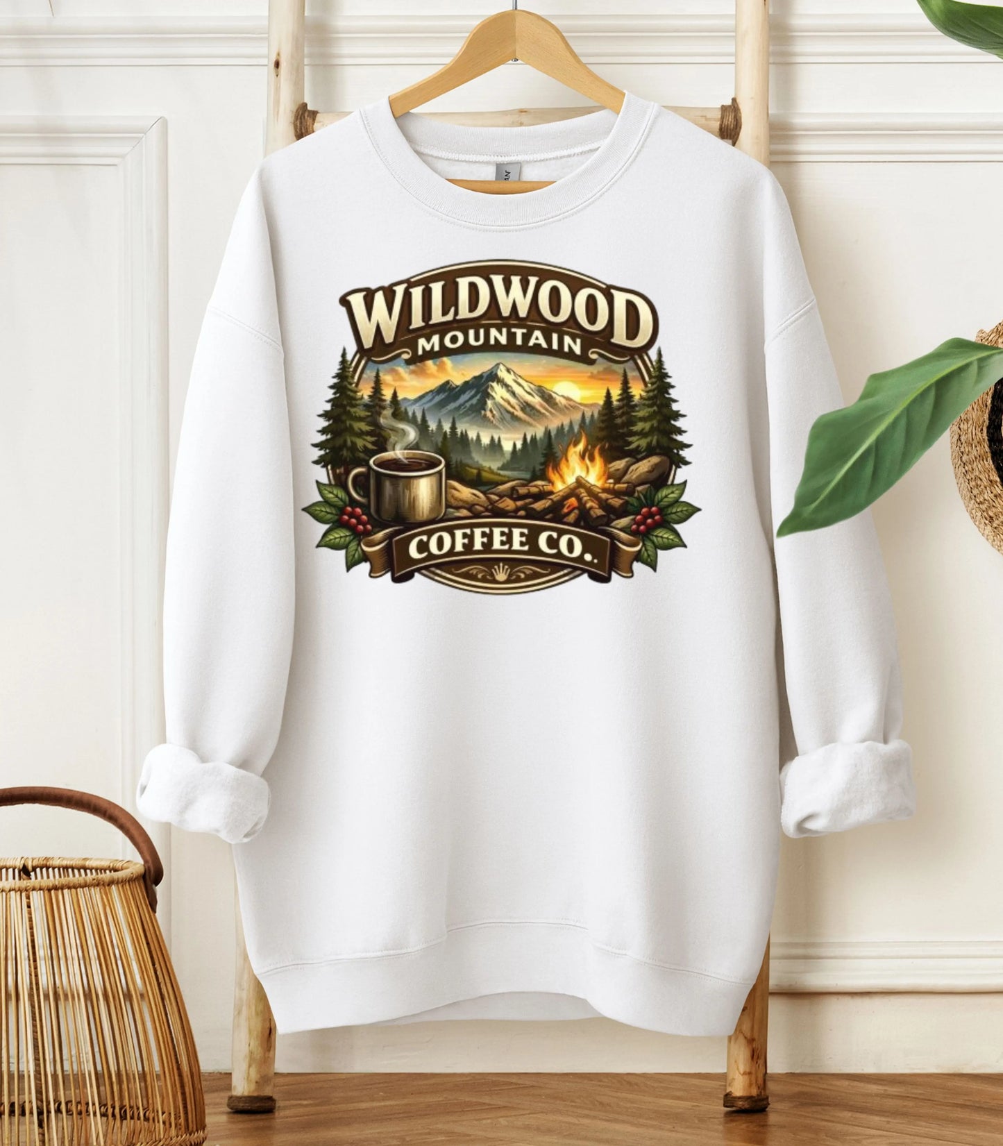Adventure Camping Coffee Sweatshirt, Wildwood Mountain Coffee Crewneck Pullover Wildwood Mountain Coffee Co