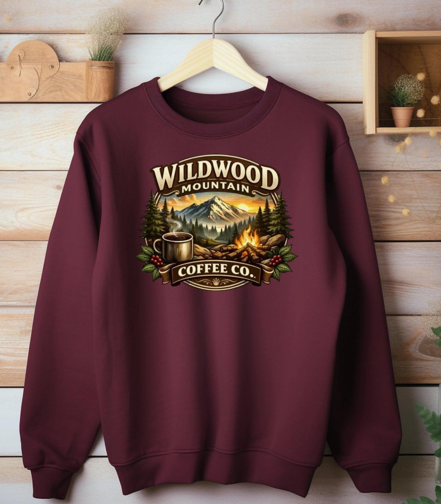 Adventure Camping Coffee Sweatshirt, Wildwood Mountain Coffee Crewneck Pullover Wildwood Mountain Coffee Co