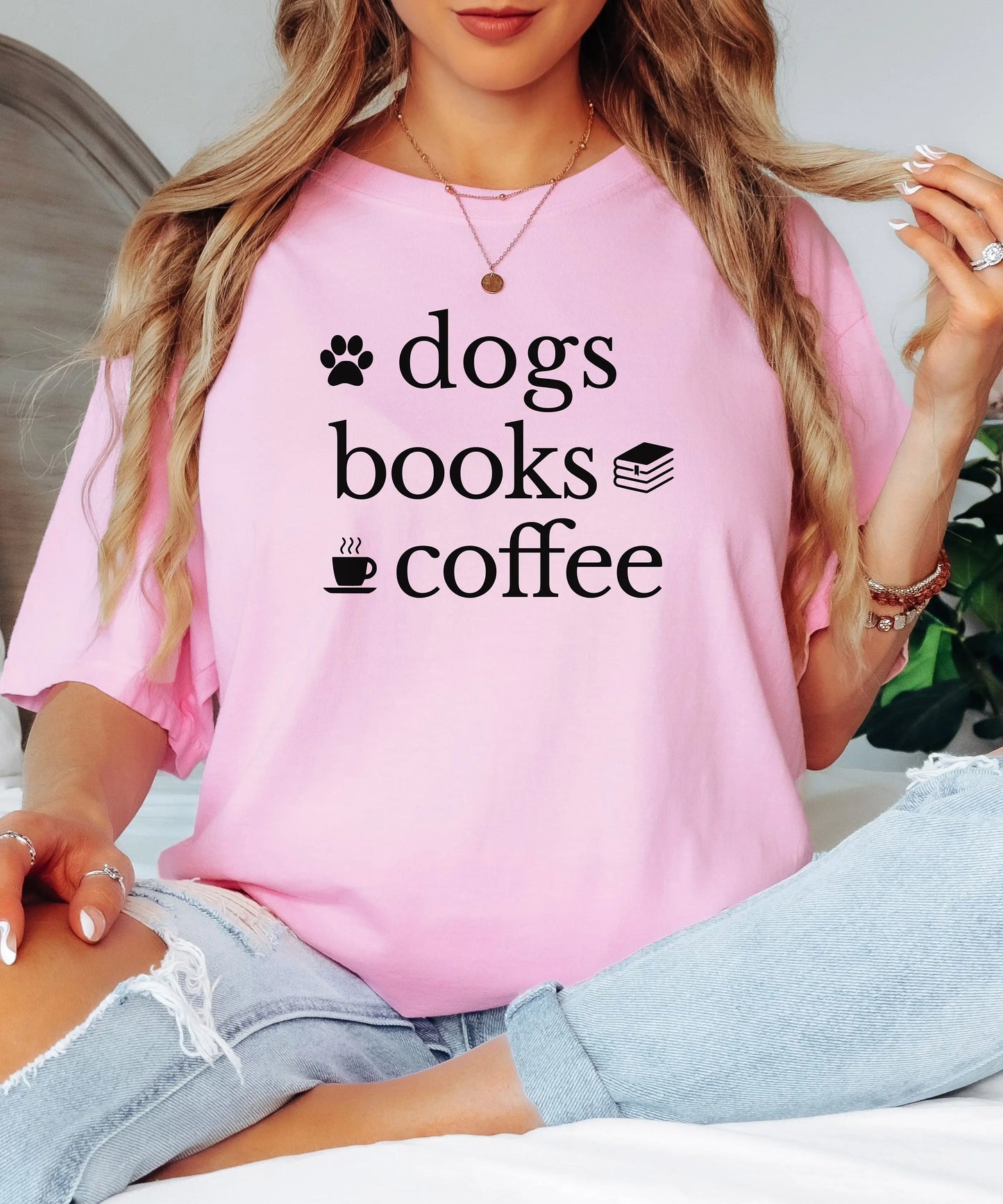 Dogs Books Coffee T-Shirt, Cozy Dog Lover Reader Tee Wildwood Mountain Coffee Co