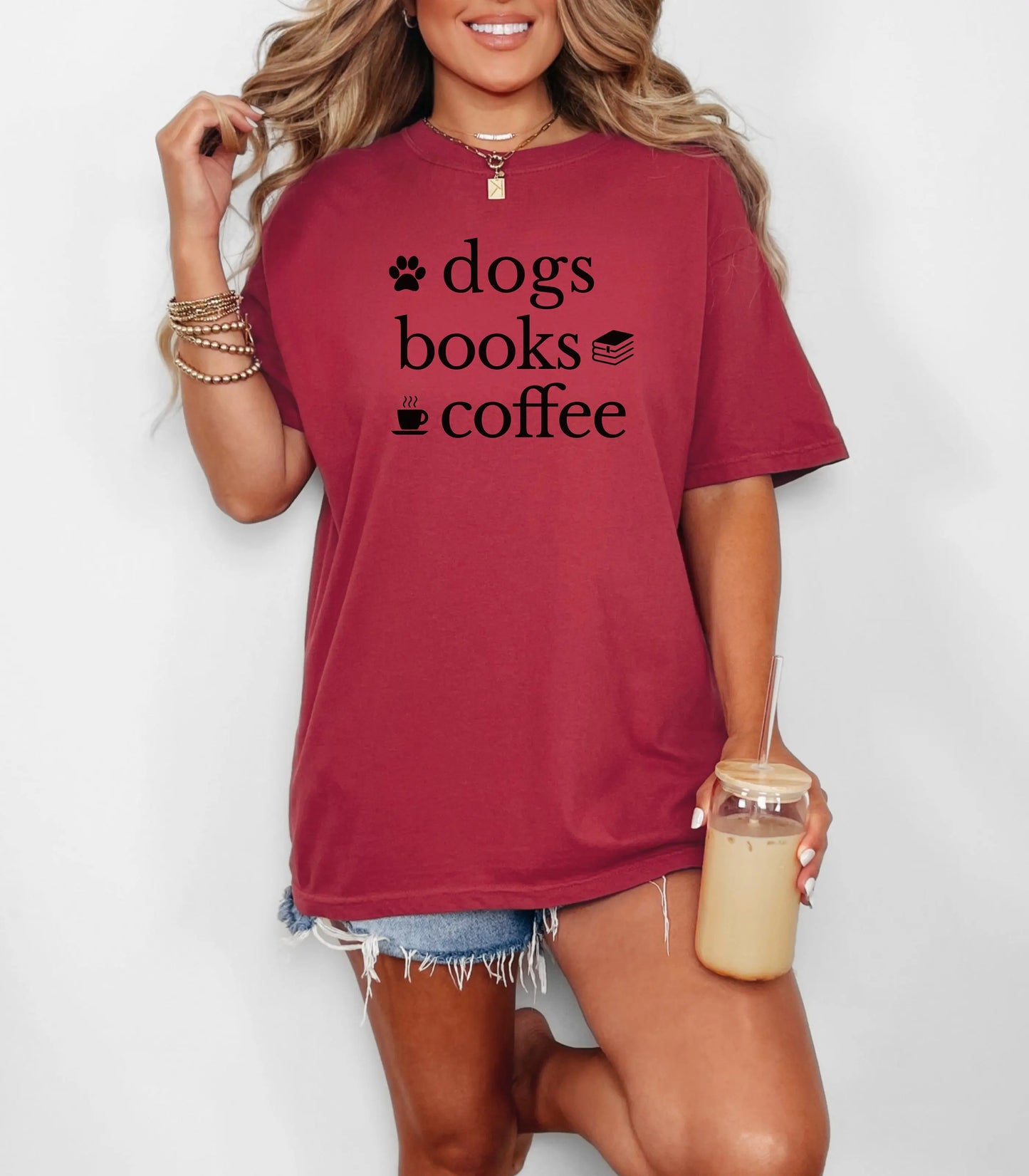 Dogs Books Coffee T-Shirt, Cozy Dog Lover Reader Tee Wildwood Mountain Coffee Co