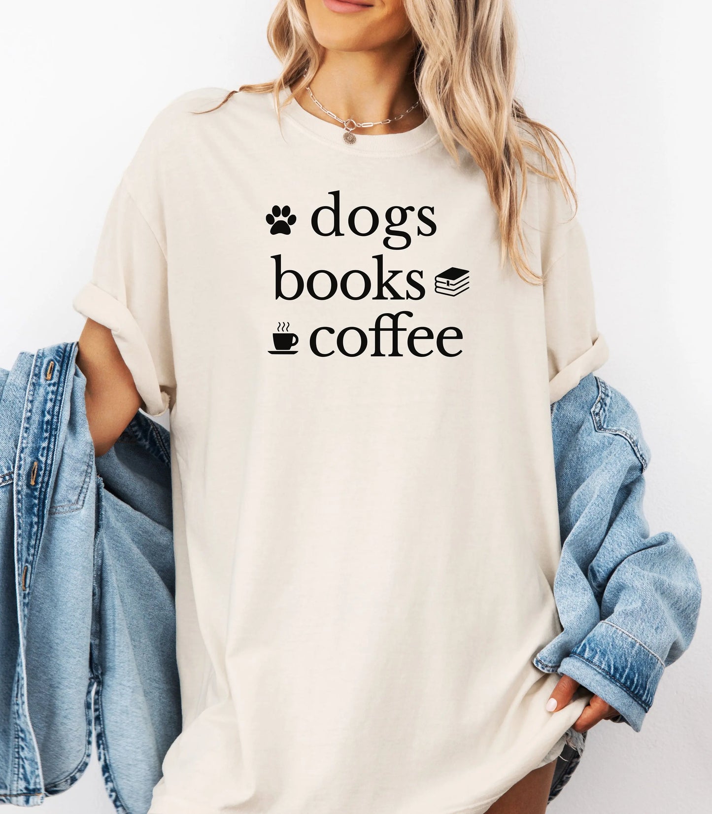Dogs Books Coffee T-Shirt, Cozy Dog Lover Reader Tee Wildwood Mountain Coffee Co