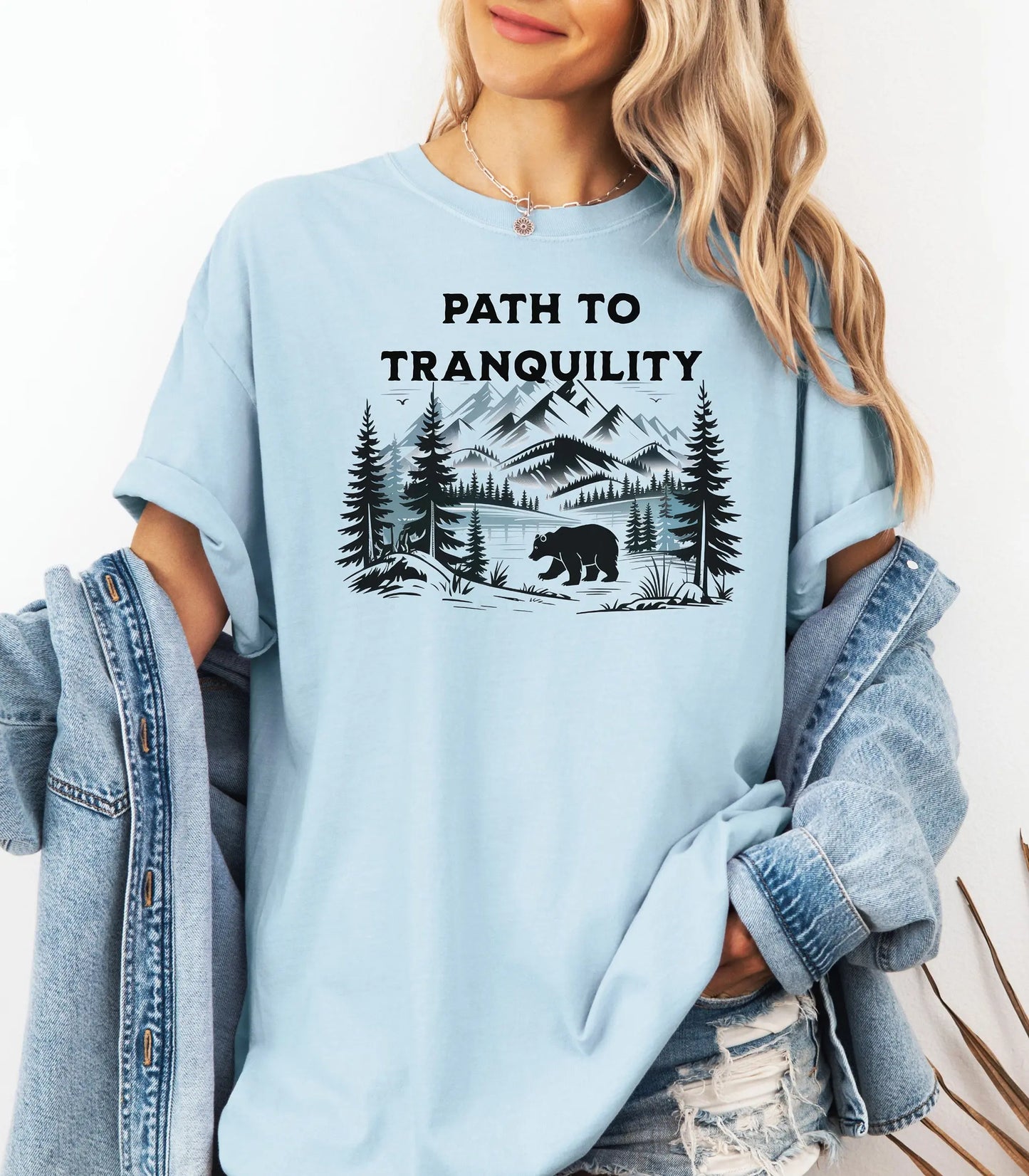 Path to Tranquility Wilderness T-Shirt,  Mountain Forest Bear Nature Tee Wildwood Mountain Coffee Co