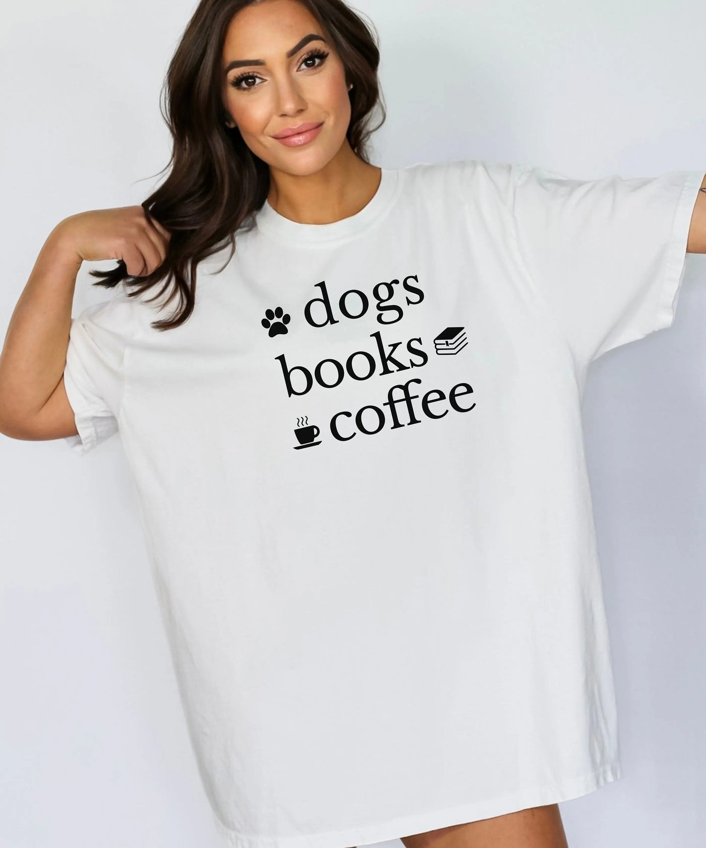 Dogs Books Coffee T-Shirt, Cozy Dog Lover Reader Tee Wildwood Mountain Coffee Co