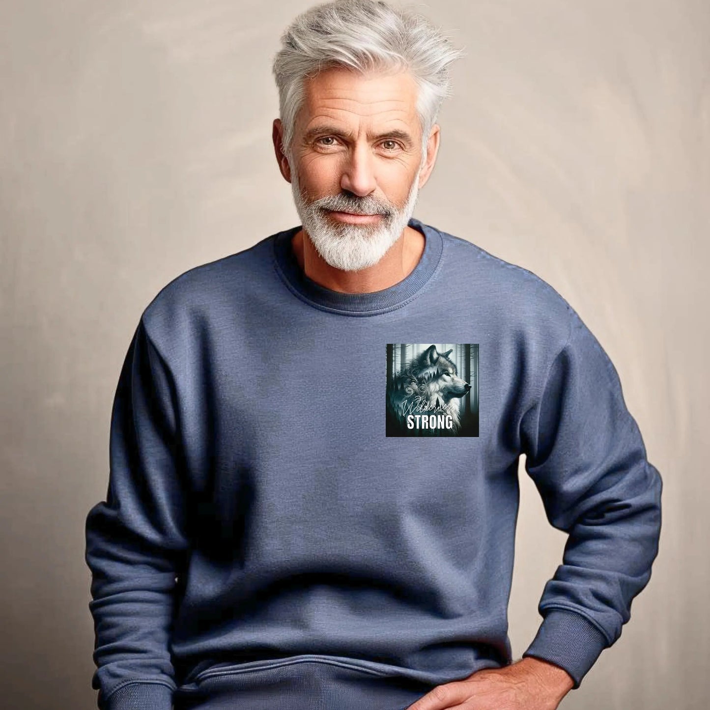 Wilderness Strong Wolf Sweatshirt, Nature Spirit Pullover Printify