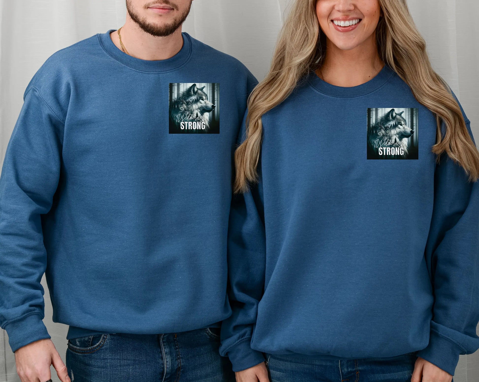 Wilderness Strong Wolf Sweatshirt, Nature Spirit Pullover Printify
