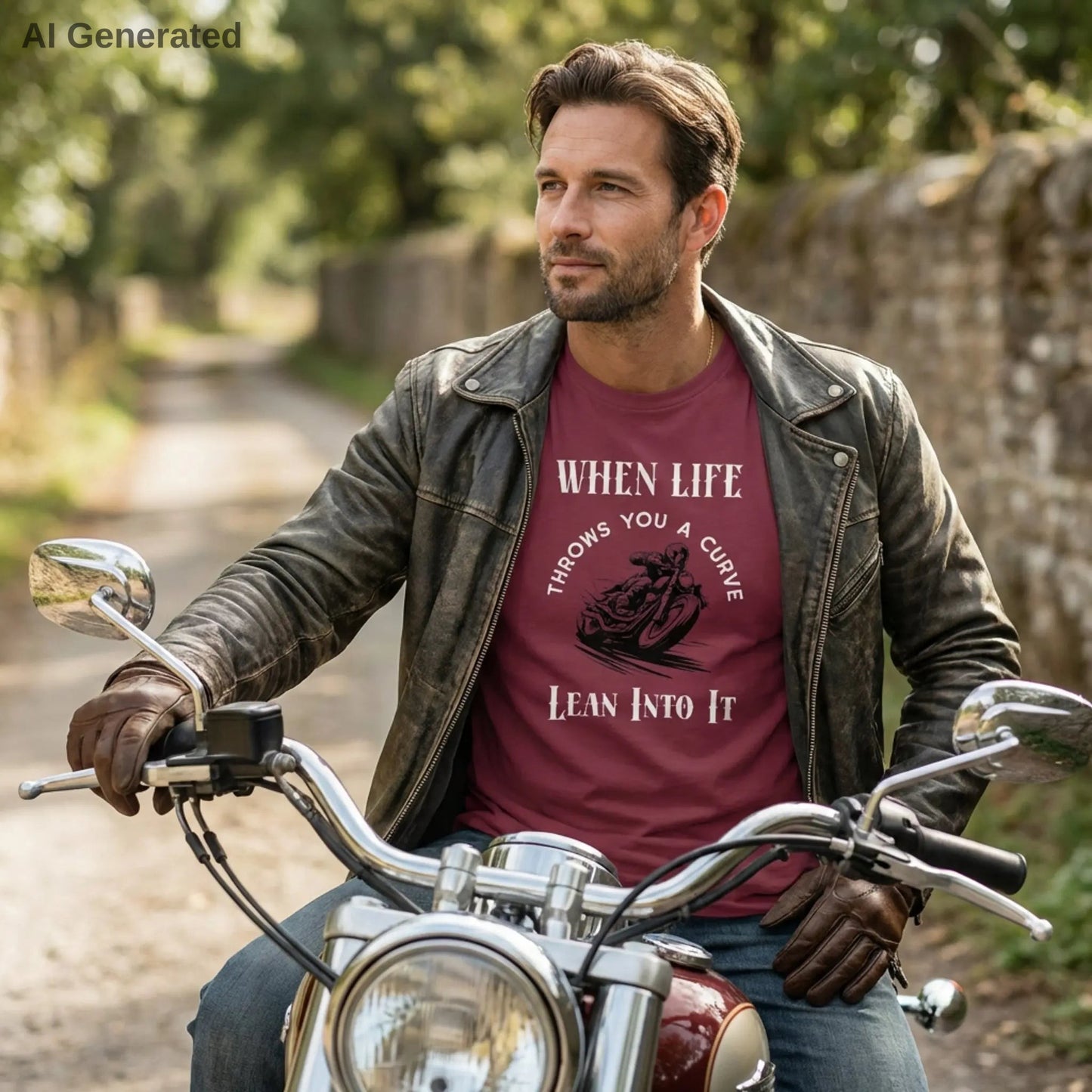 When Life Throws You A Curve Tee, Lean Into It Motorcycle T-Shirt, Biker Tee Wildwood Mountain Coffee Co