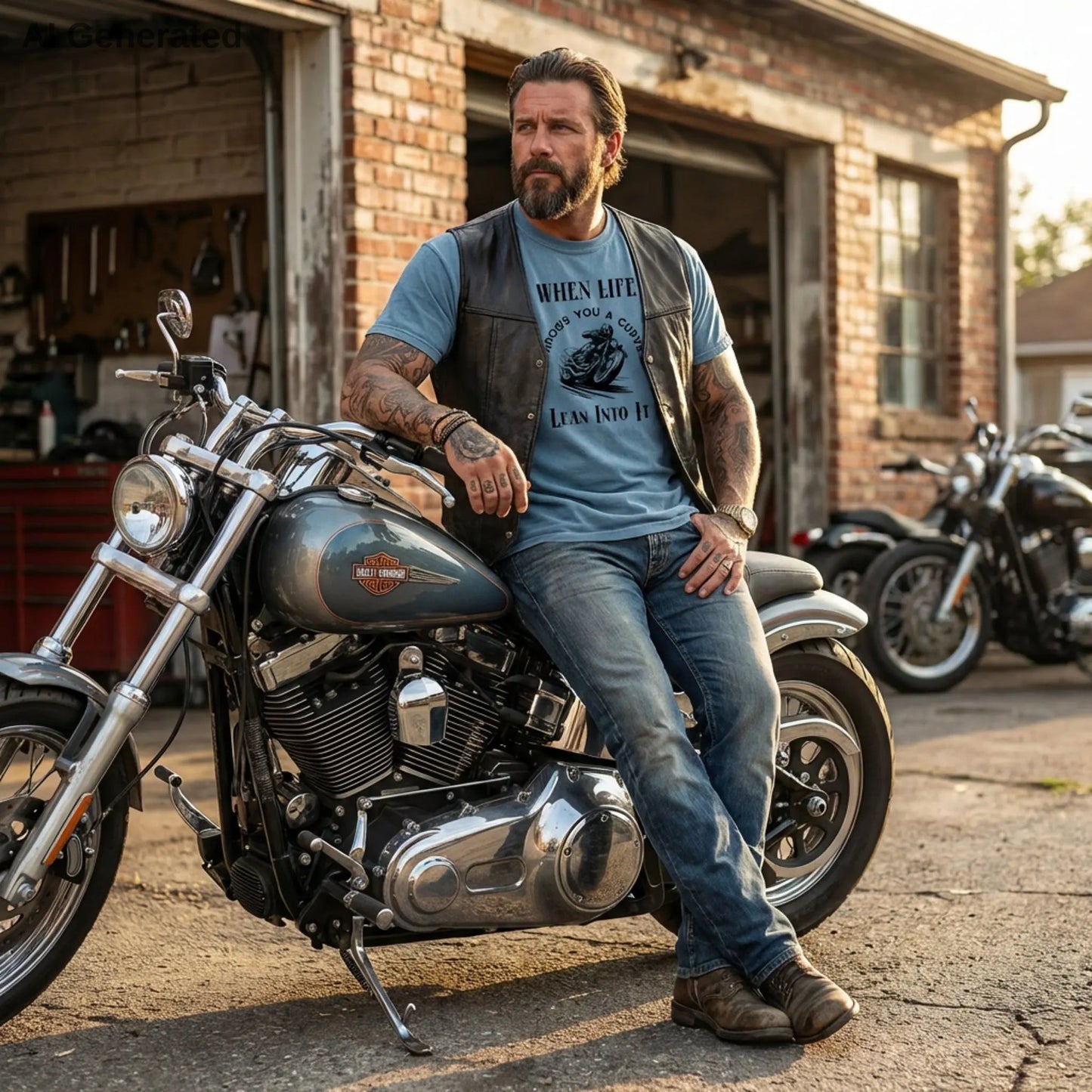 When Life Throws You A Curve Tee, Lean Into It Motorcycle T-Shirt, Biker Tee Wildwood Mountain Coffee Co