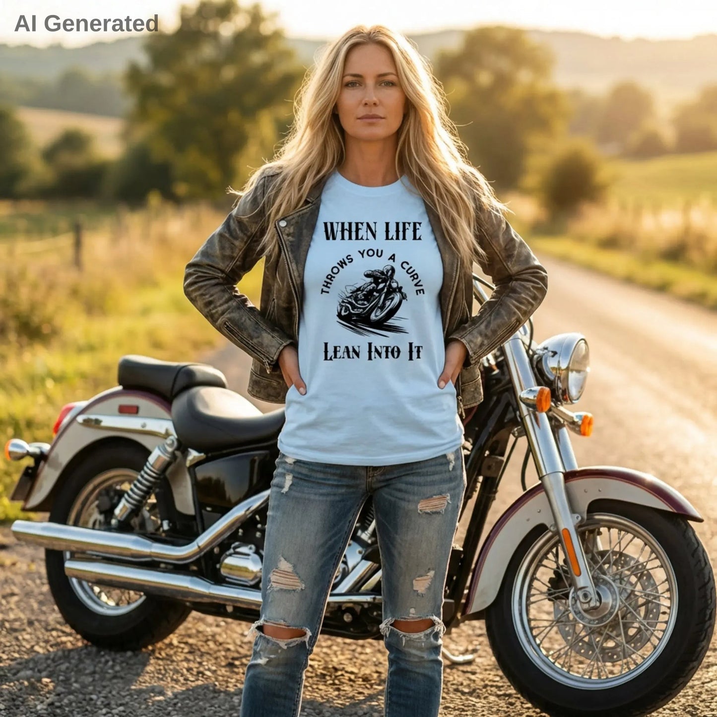 When Life Throws You A Curve Tee, Lean Into It Motorcycle T-Shirt, Biker Tee Wildwood Mountain Coffee Co