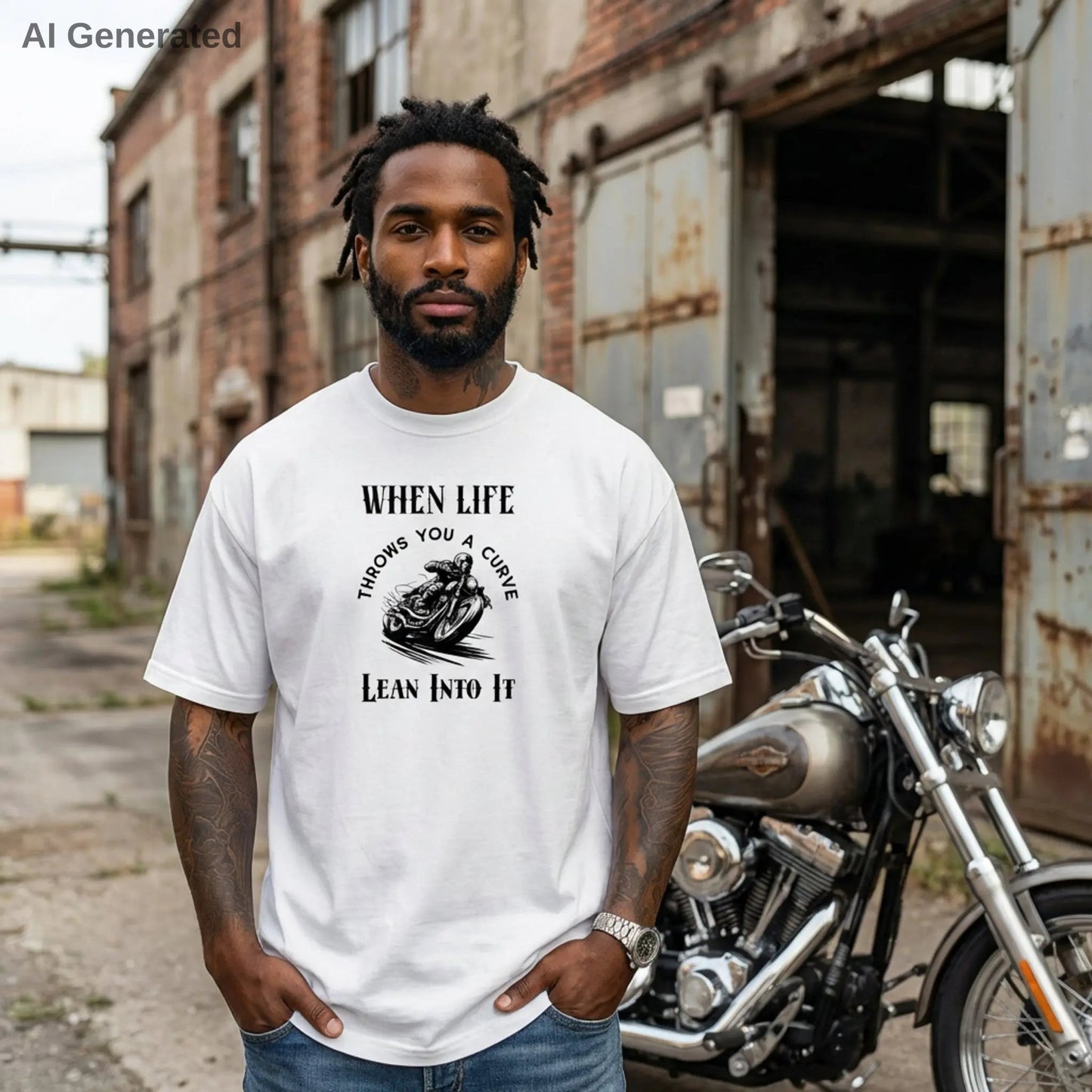 When Life Throws You A Curve Tee, Lean Into It Motorcycle T-Shirt, Biker Tee Wildwood Mountain Coffee Co