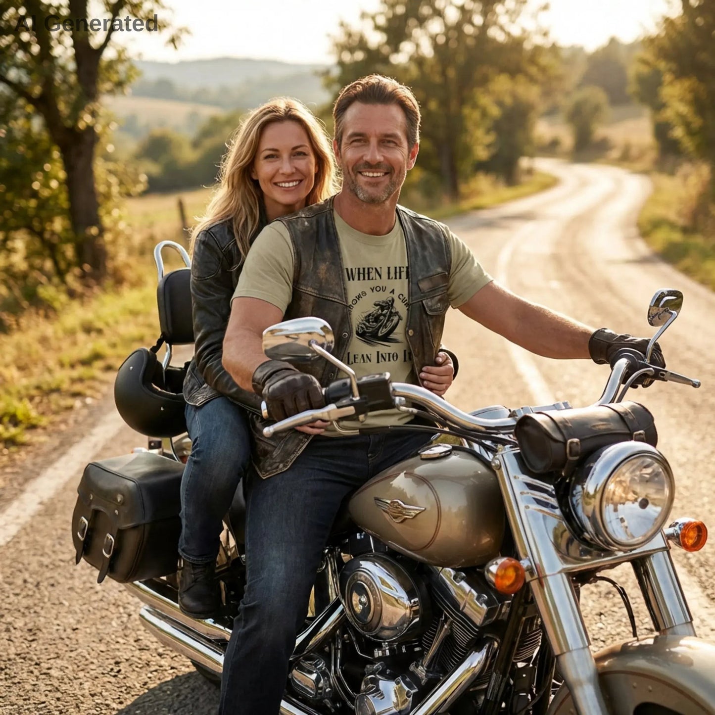 When Life Throws You A Curve Tee, Lean Into It Motorcycle T-Shirt, Biker Tee Wildwood Mountain Coffee Co