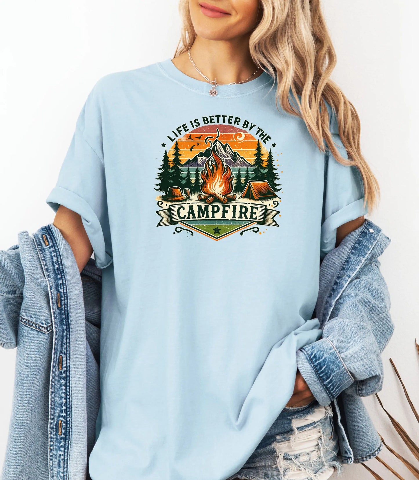 Life Is Better by the Campfire Wilderness T-Shirt, Vintage Outdoor Camping Tee Wildwood Mountain Coffee Co