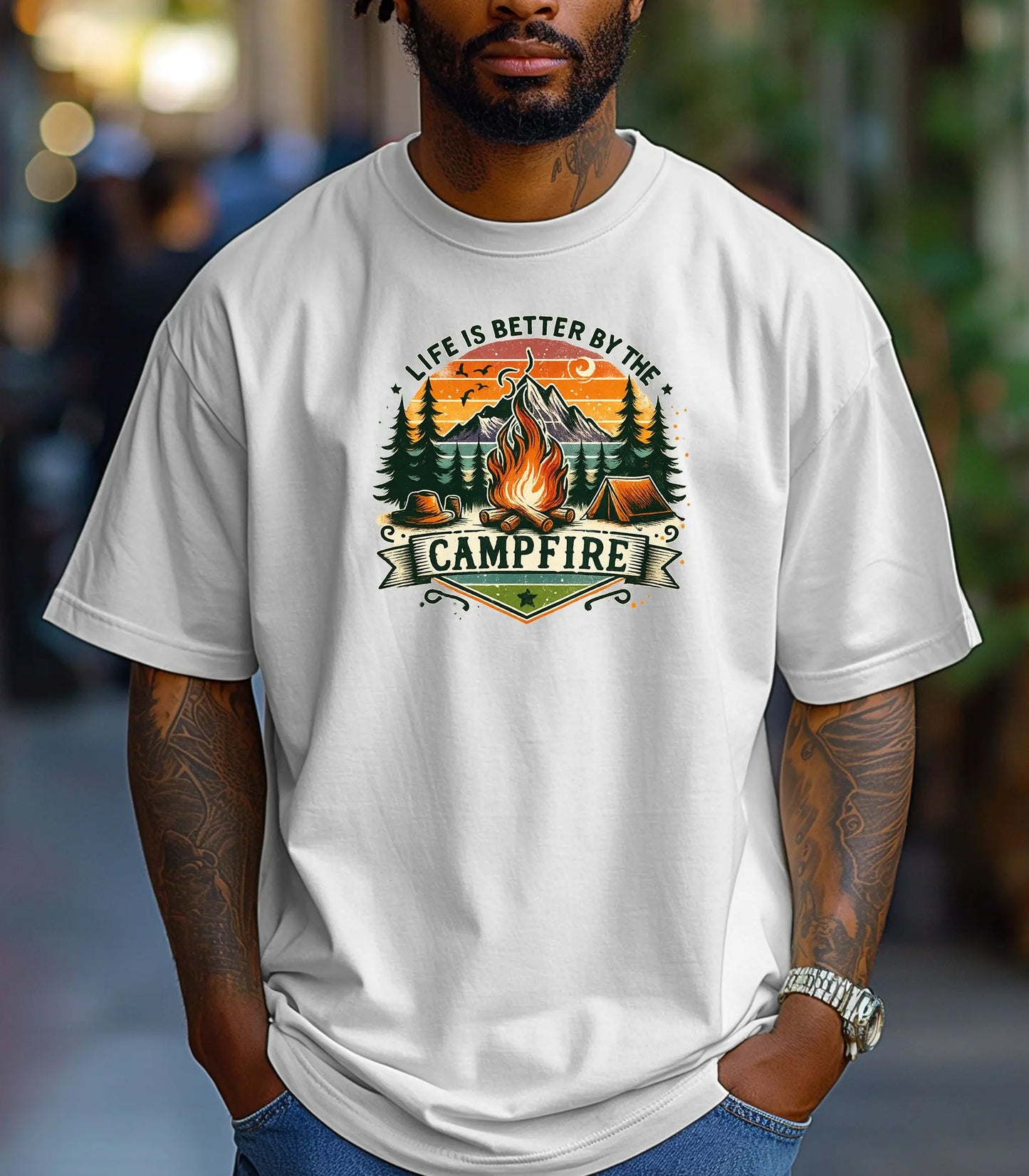Life Is Better by the Campfire Wilderness T-Shirt, Vintage Outdoor Camping Tee Wildwood Mountain Coffee Co