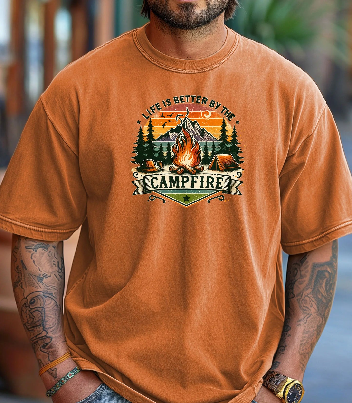 Life Is Better by the Campfire Wilderness T-Shirt, Vintage Outdoor Camping Tee Wildwood Mountain Coffee Co