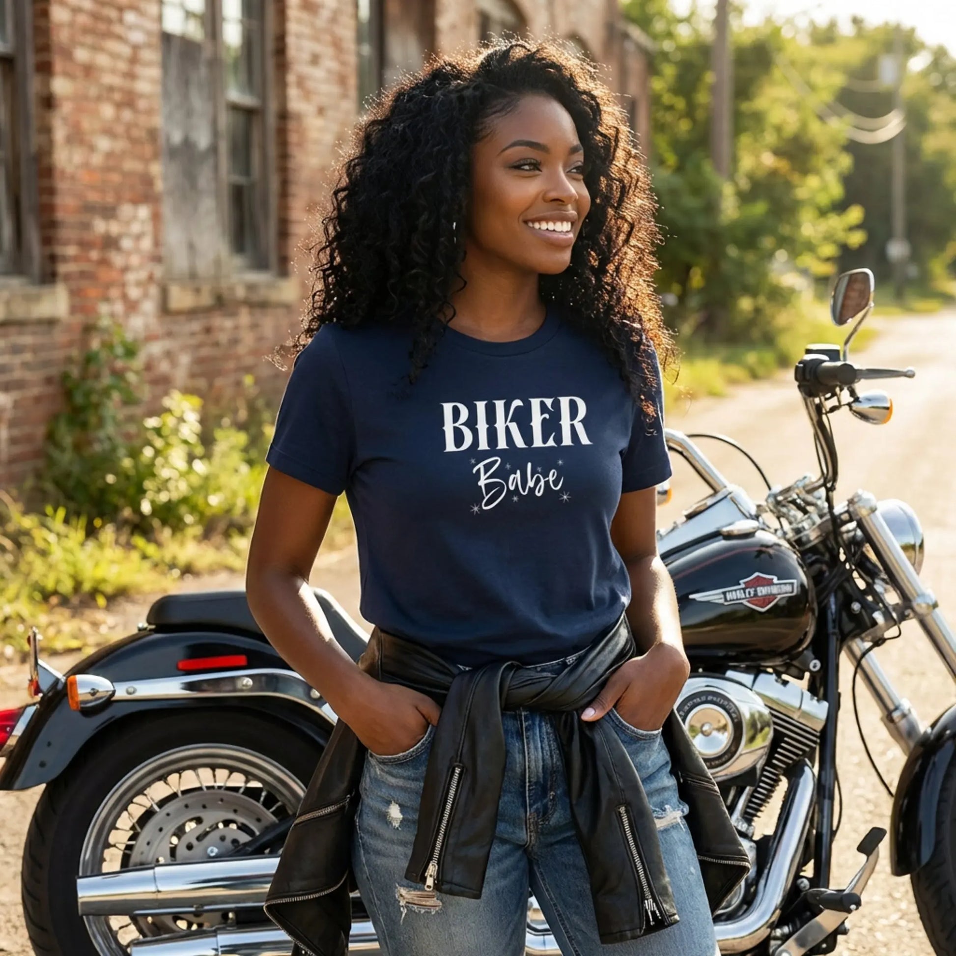 Biker Babe Motorcycle T-Shirt, Bold Womens Rider Tee Wildwood Mountain Coffee Co