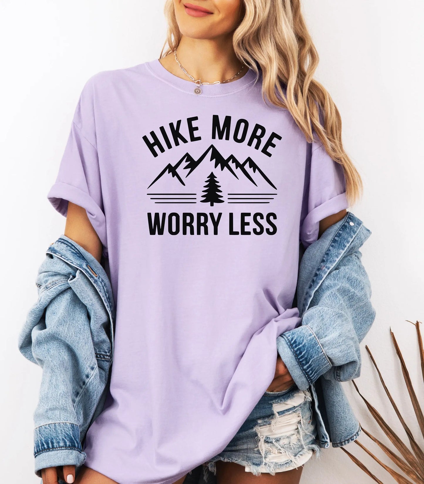 Hike More Worry Less T-Shirt, Mountain Adventure Graphic Tee Printify