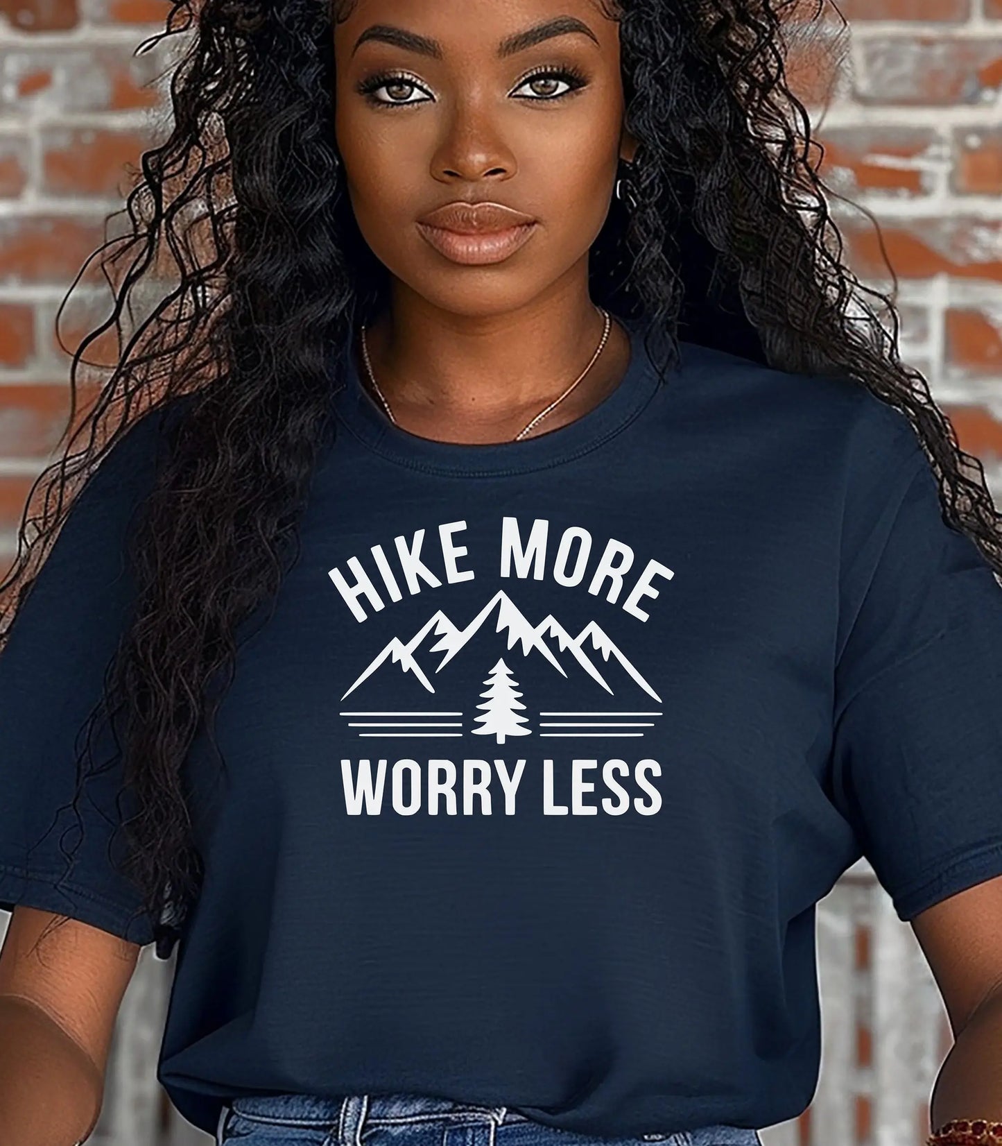 Hike More Worry Less T-Shirt, Mountain Adventure Graphic Tee Printify