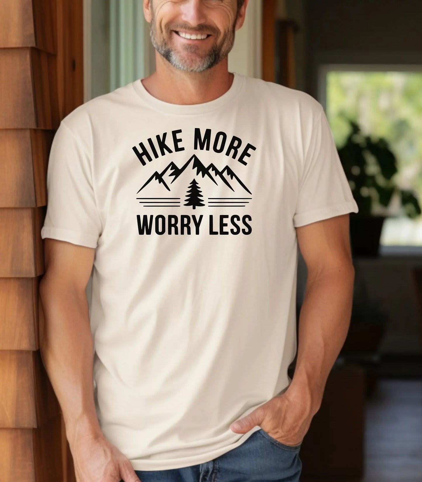 Hike More Worry Less T-Shirt, Mountain Adventure Graphic Tee Printify