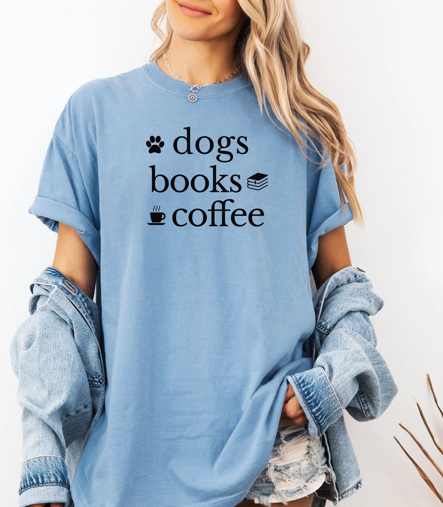 Dogs Books Coffee T-Shirt, Cozy Dog Lover Reader Tee Wildwood Mountain Coffee Co